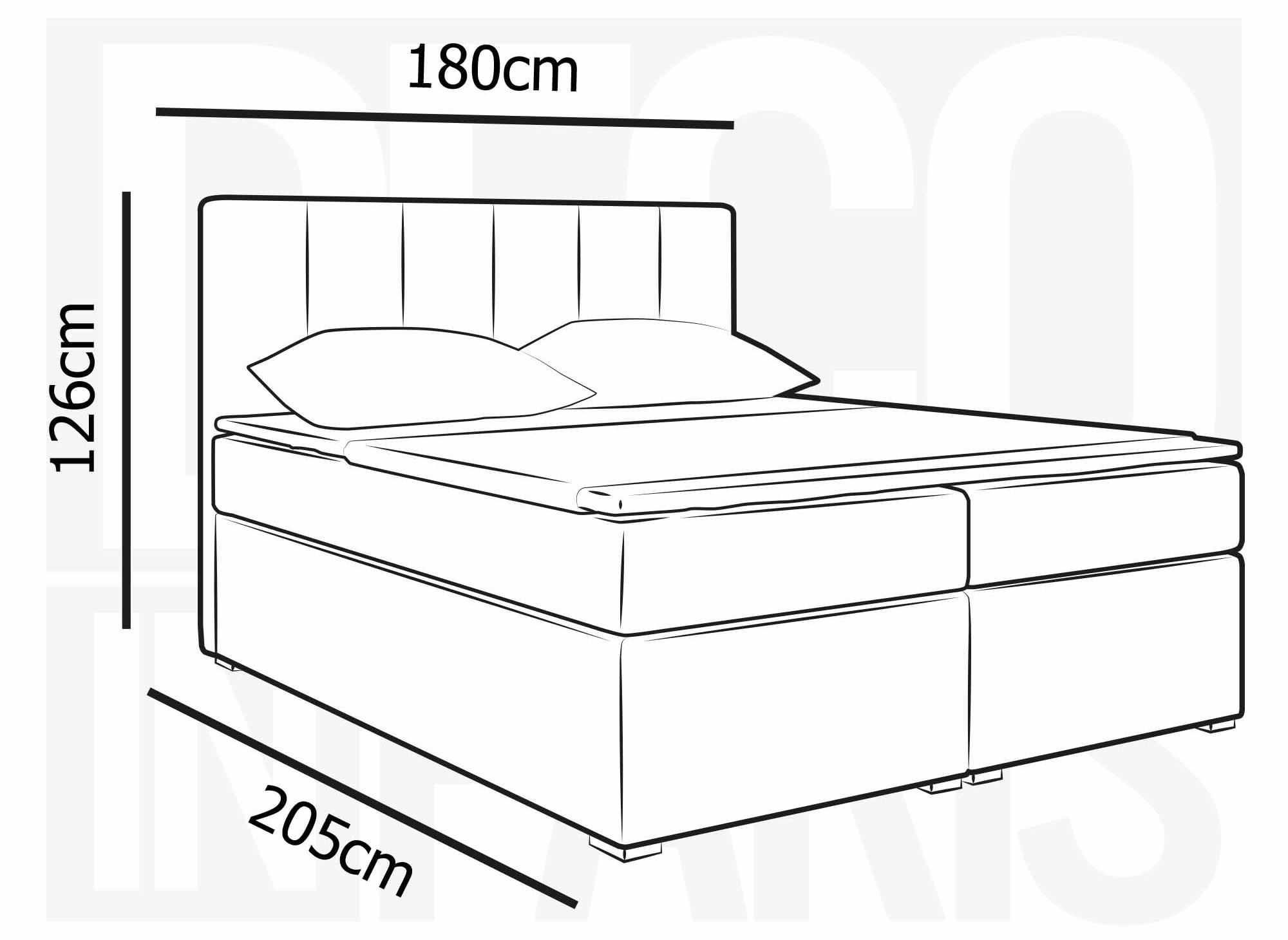 Lit boxspring 180x200 avec coffre de rangement en tissu beige moka - AKADIA
