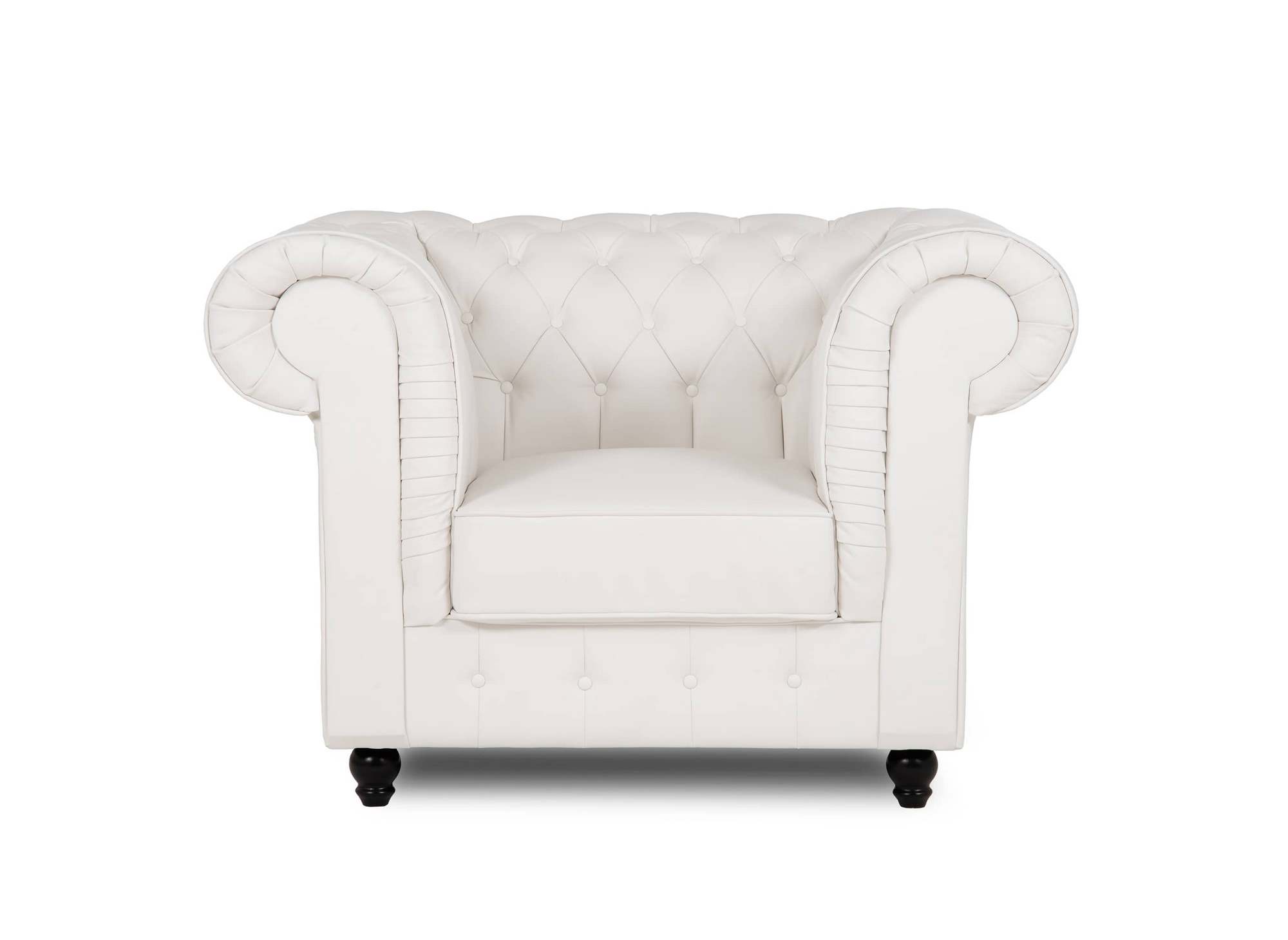 Fauteuil chesterfield en simili cuir blanc - WILSTON
