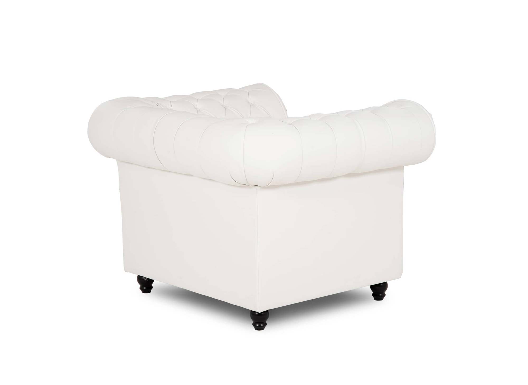 Fauteuil chesterfield en simili cuir blanc - WILSTON