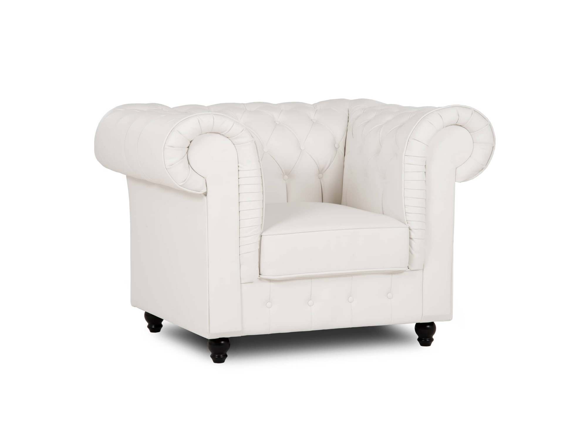 Fauteuil chesterfield en simili cuir blanc - WILSTON