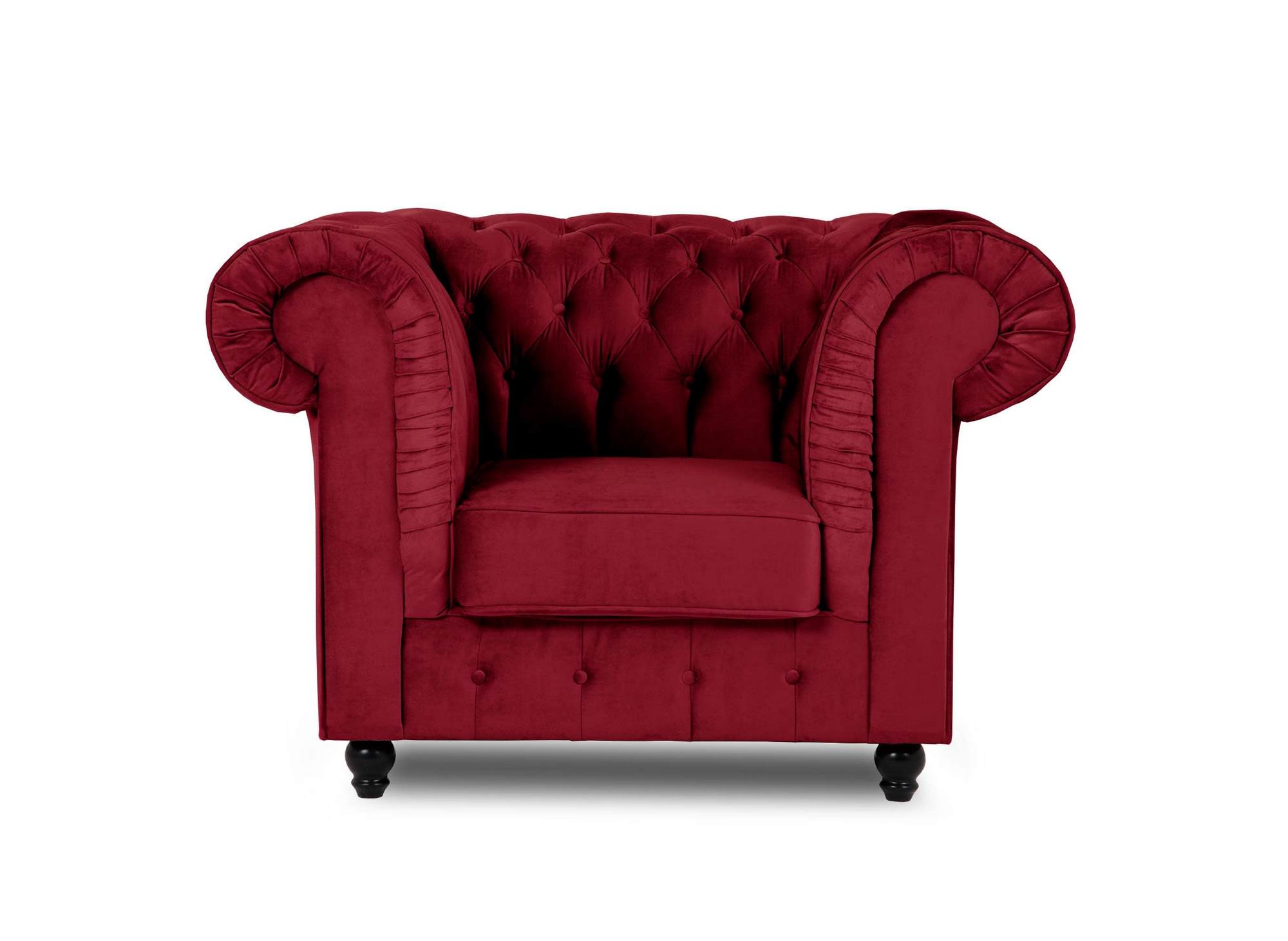 Fauteuil chesterfield en velours rouge - WILSTON
