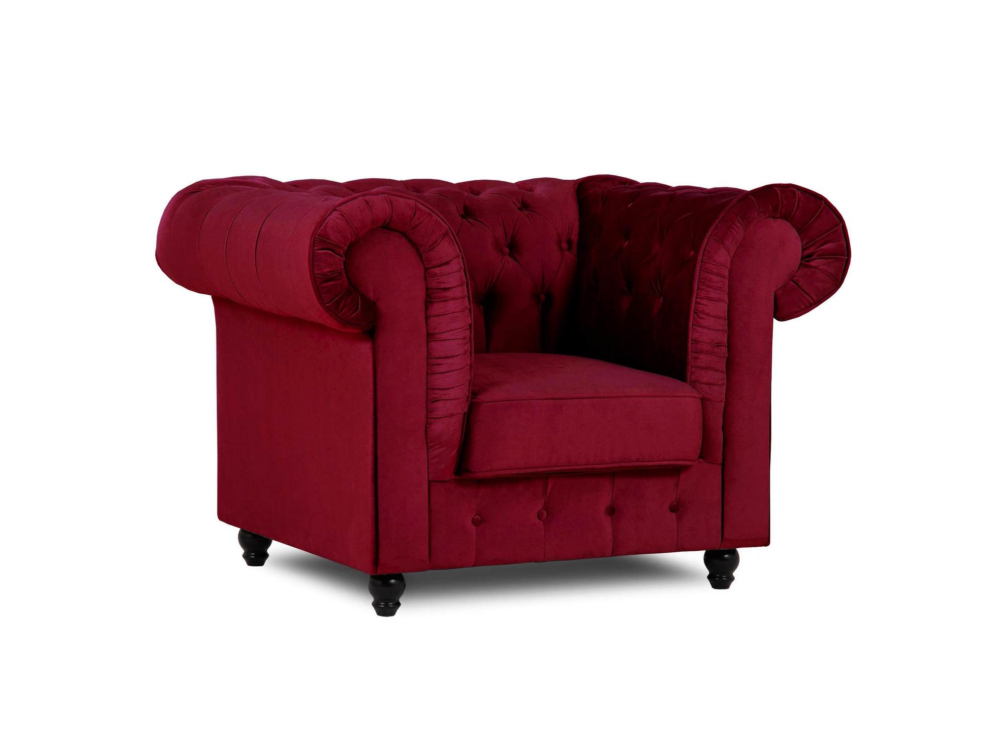 Fauteuil chesterfield en velours rouge - WILSTON