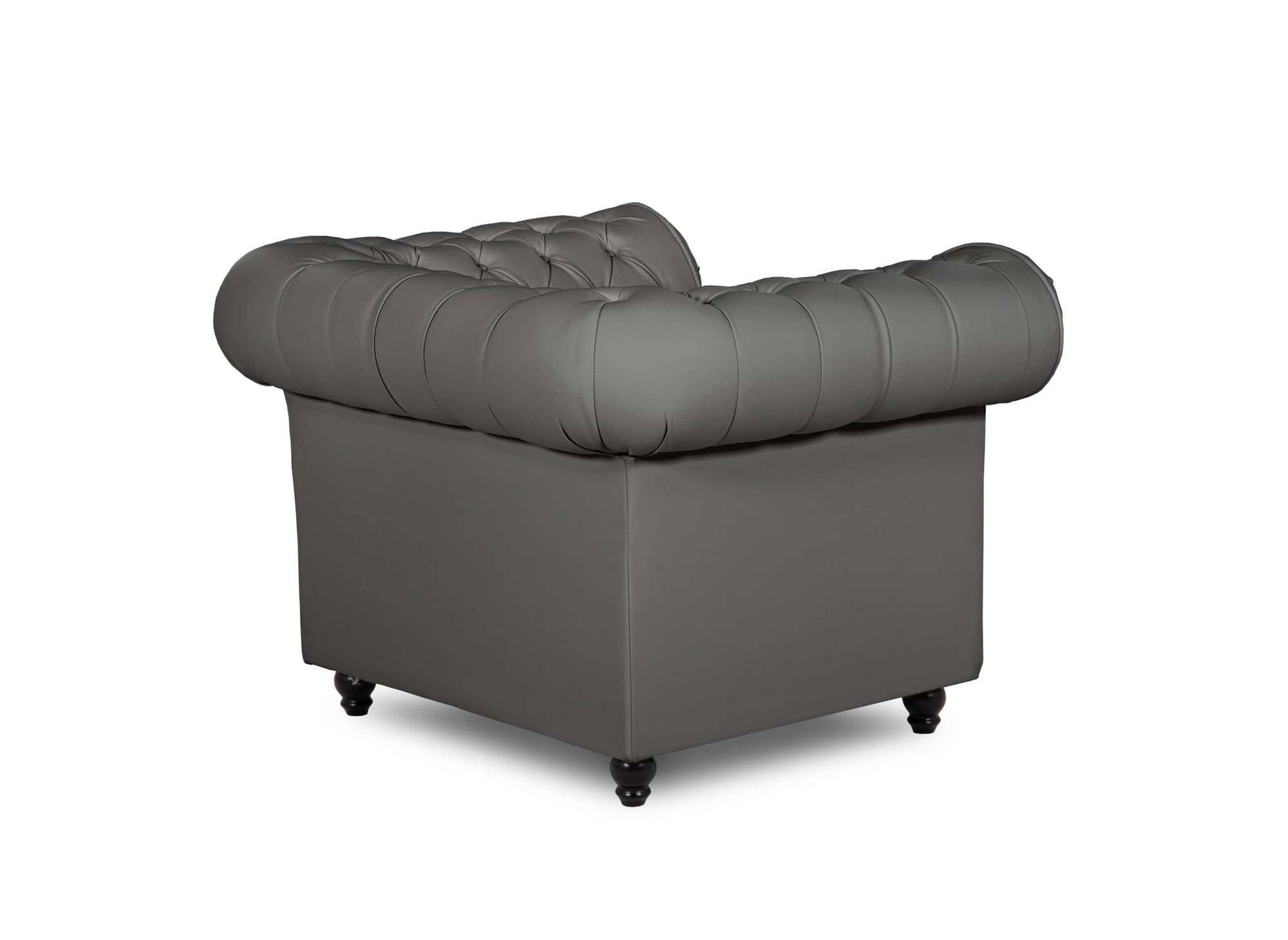 Fauteuil chesterfield en simili cuir gris - WILSTON
