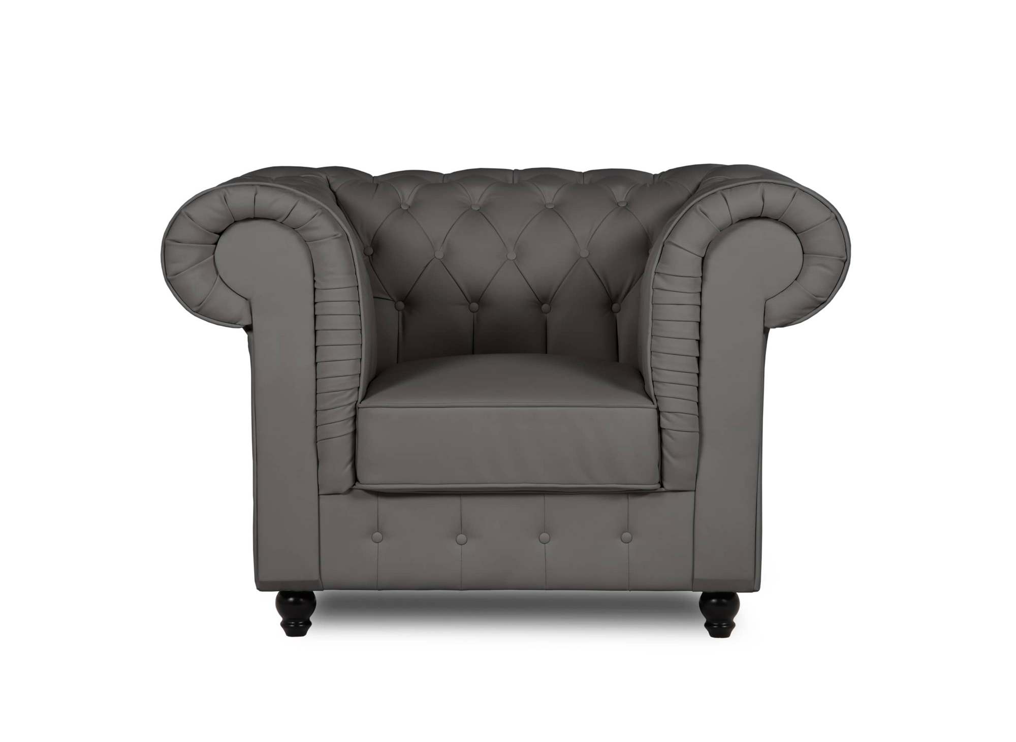 Fauteuil chesterfield en simili cuir gris - WILSTON
