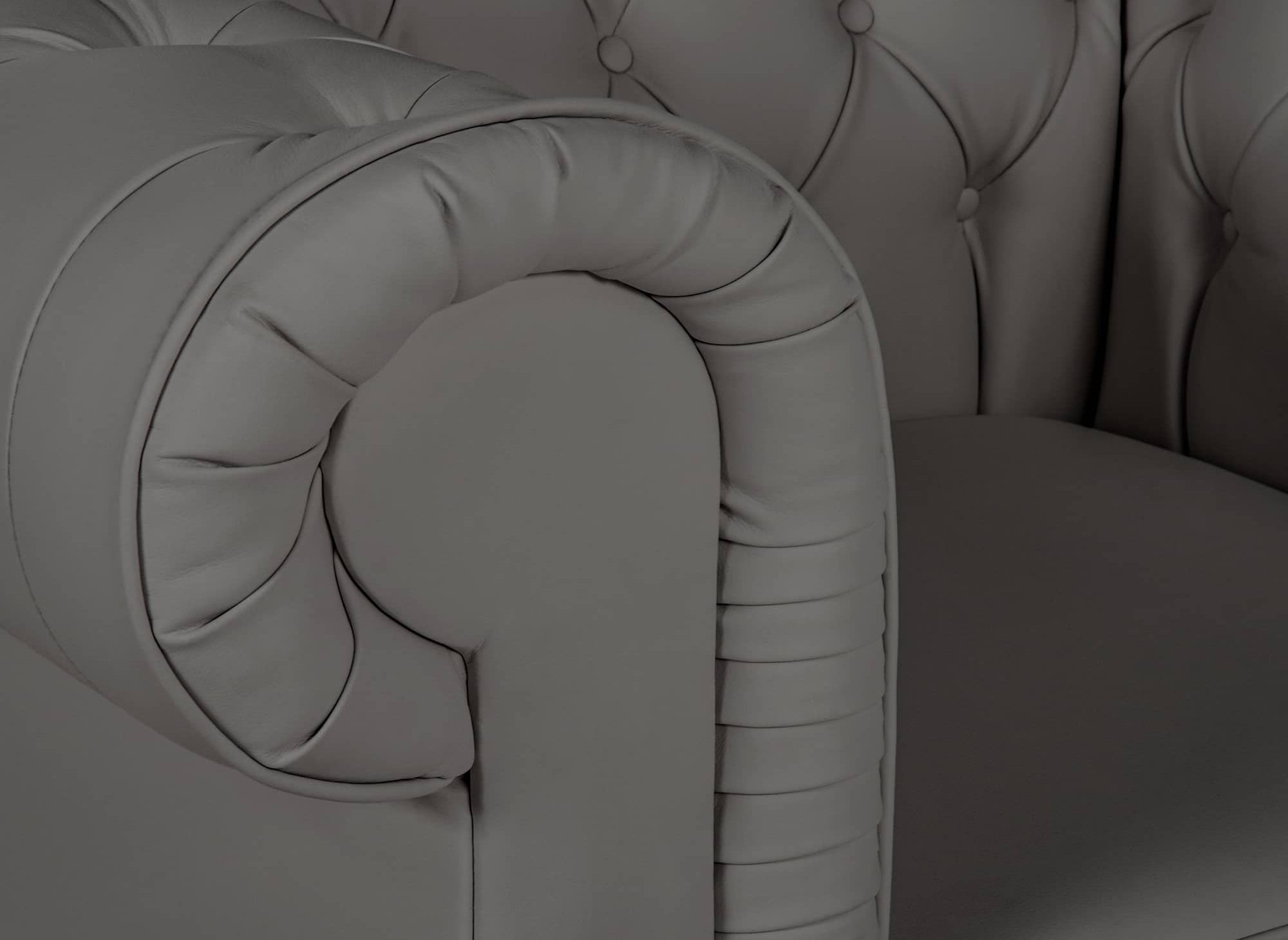 Fauteuil chesterfield en simili cuir gris - WILSTON