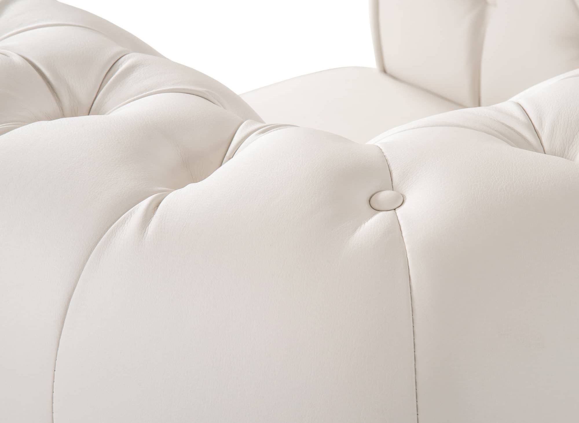 Fauteuil chesterfield en simili cuir blanc - WILSTON