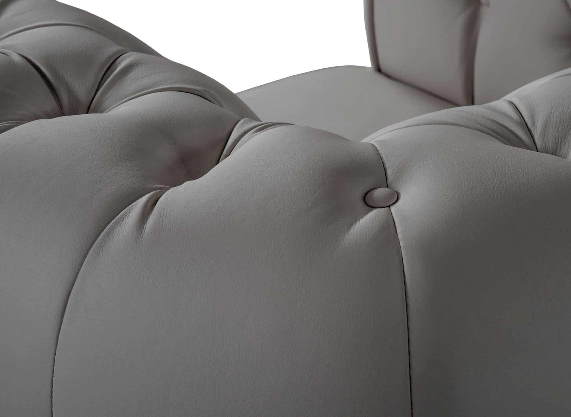 Fauteuil chesterfield en simili cuir gris - WILSTON