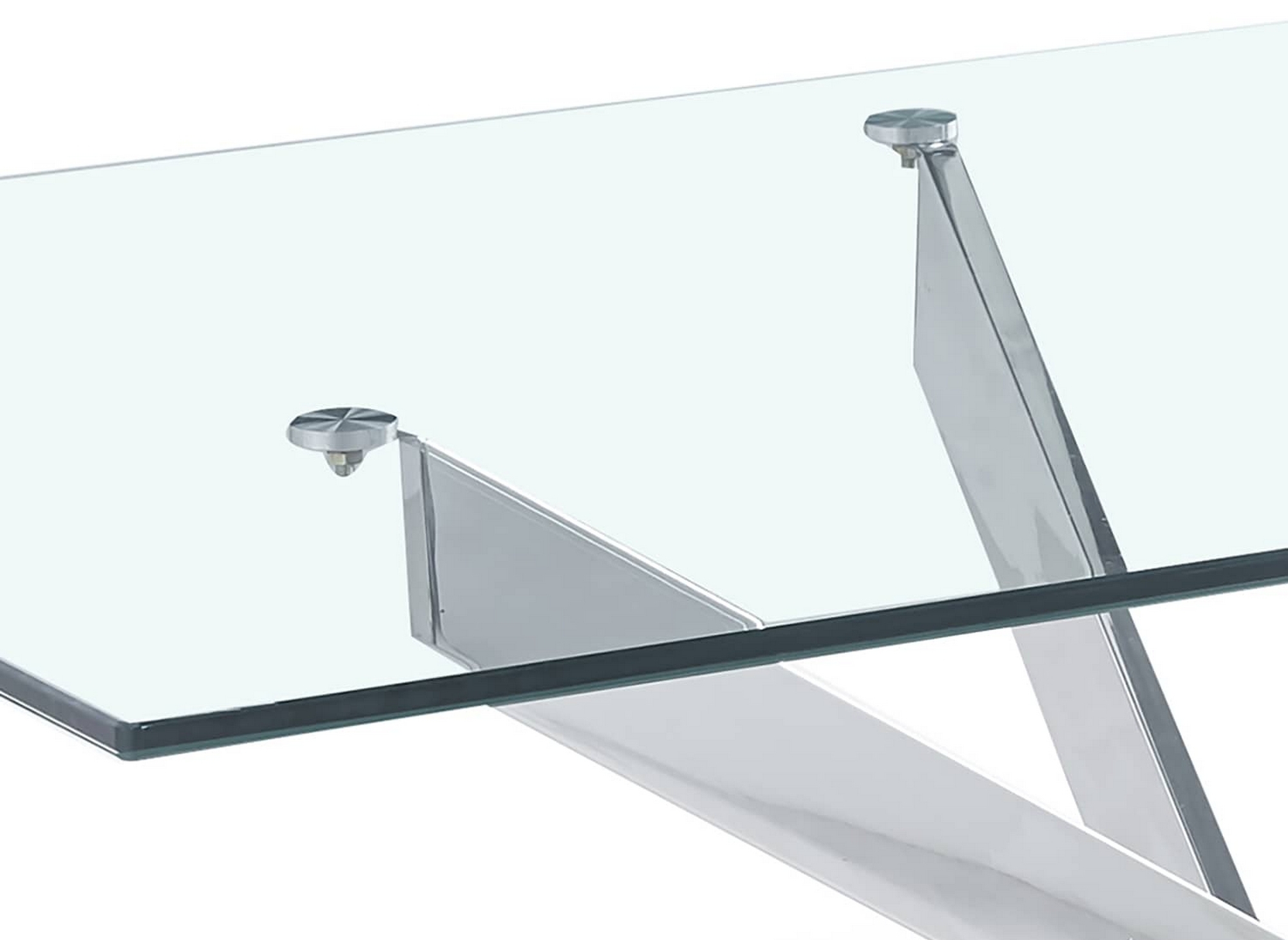 Table à manger design rectangulaire en verre pieds argentés CONNOR