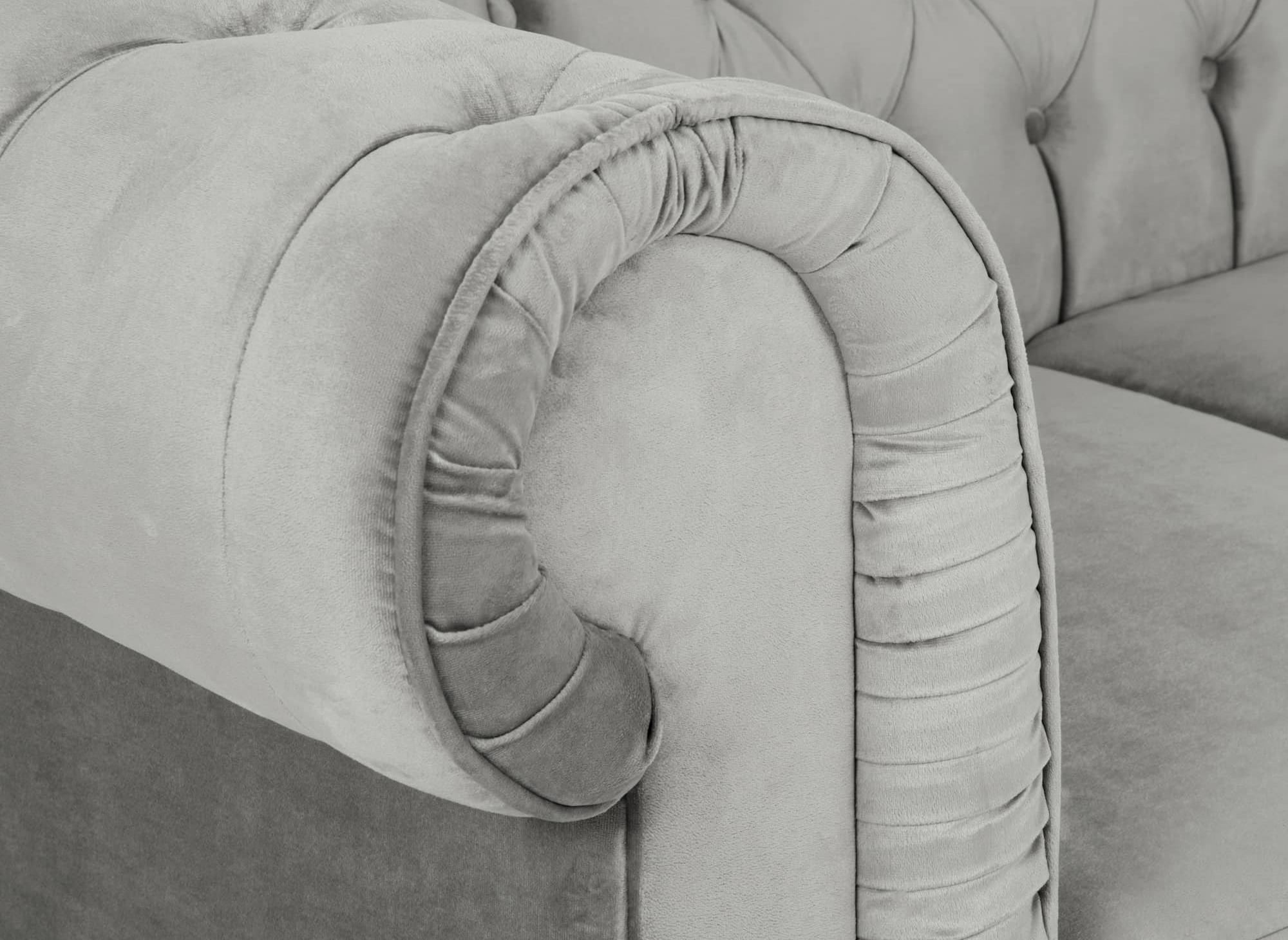 Fauteuil chesterfield en velours gris - WILSTON