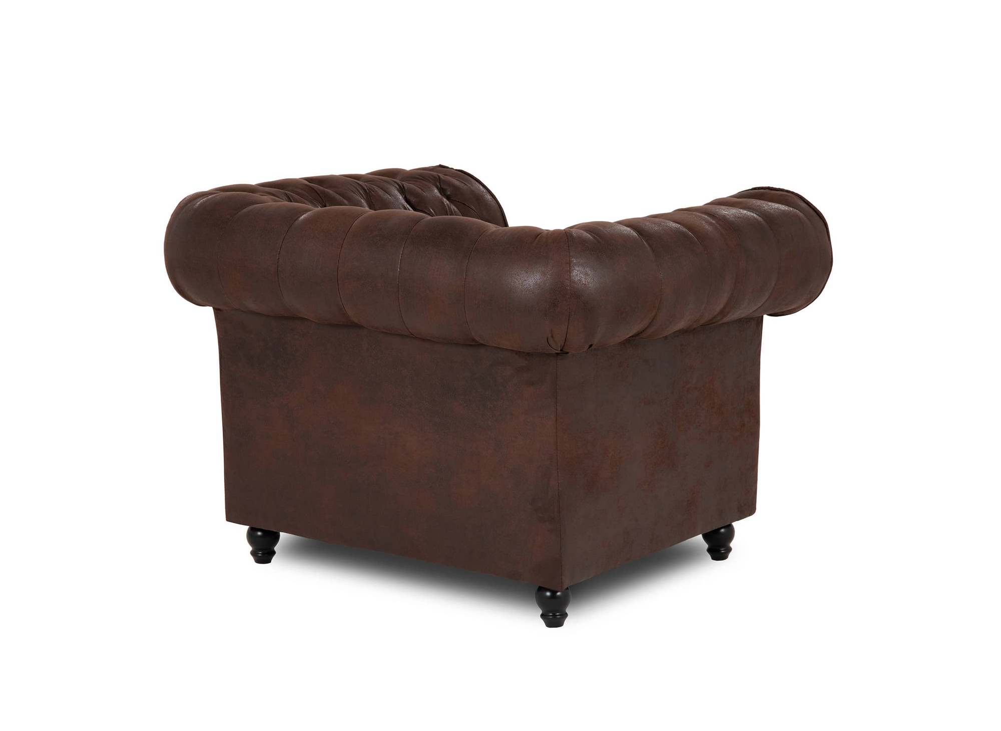 Fauteuil chesterfield en tissu microfibre vintage marron  - WILSTON