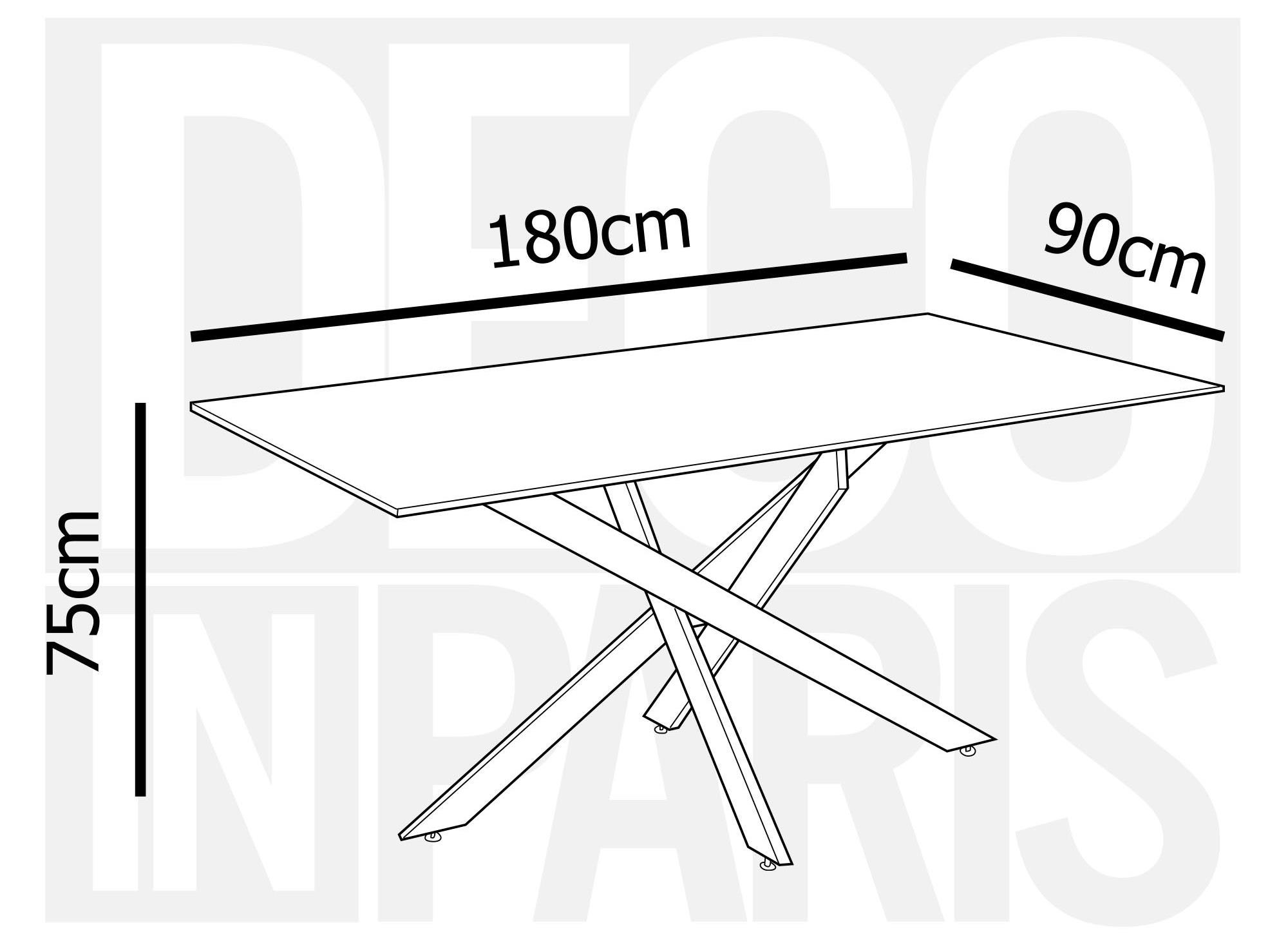 Table à manger design rectangulaire en verre pieds argentés CONNOR