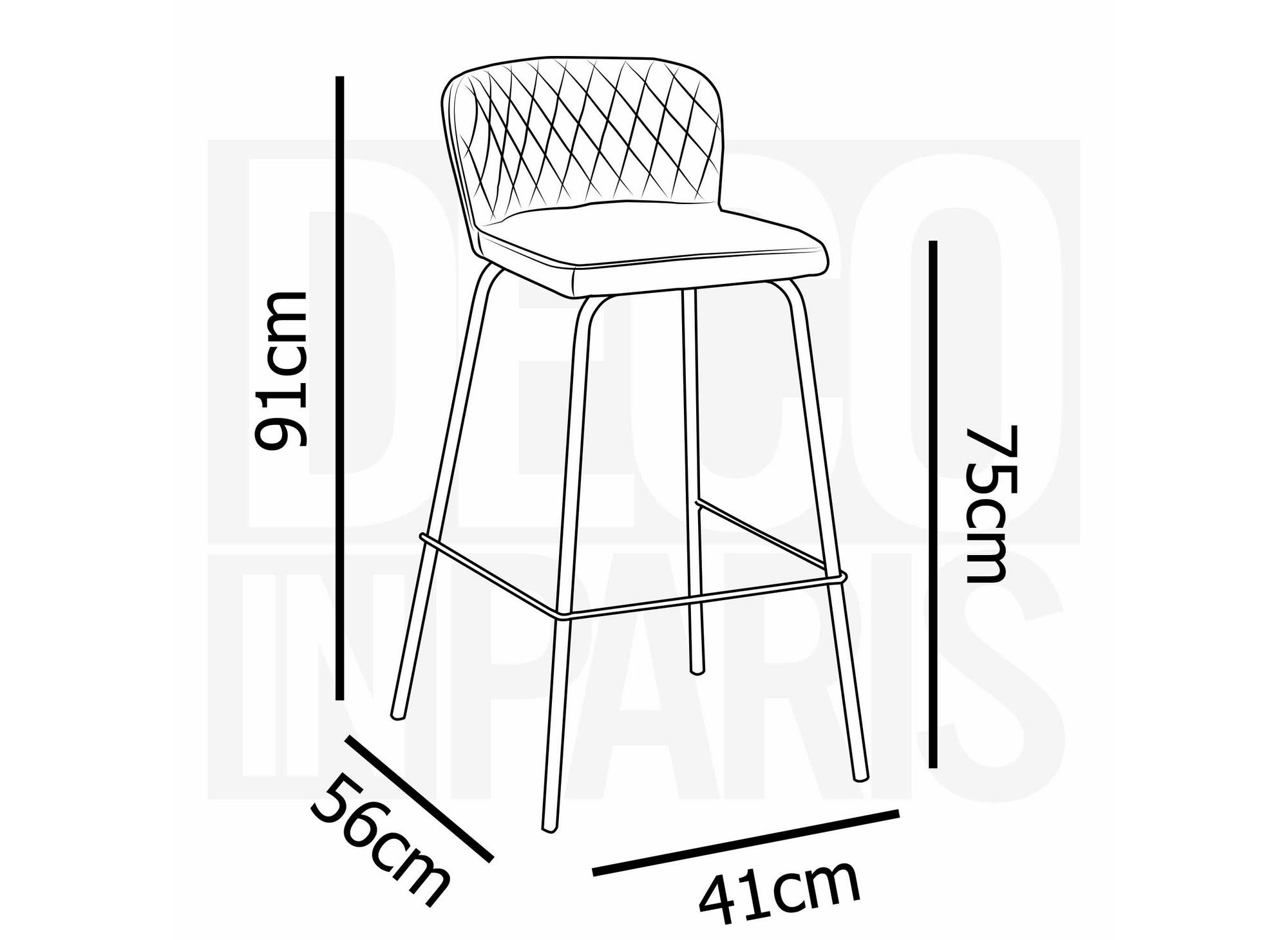 Lot de 2 tabourets de bar design en velours beige BOSCO