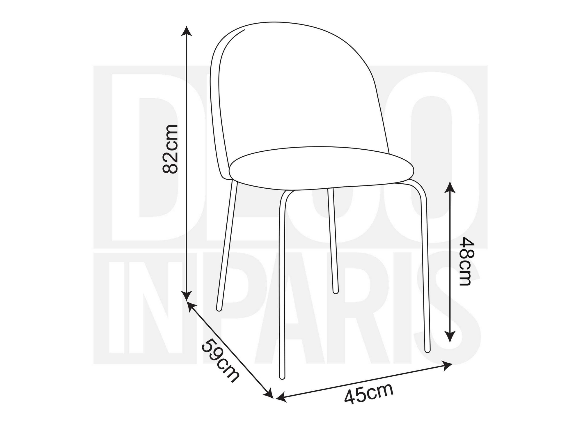 Lot de 2 chaises design en velours beige KENNETH