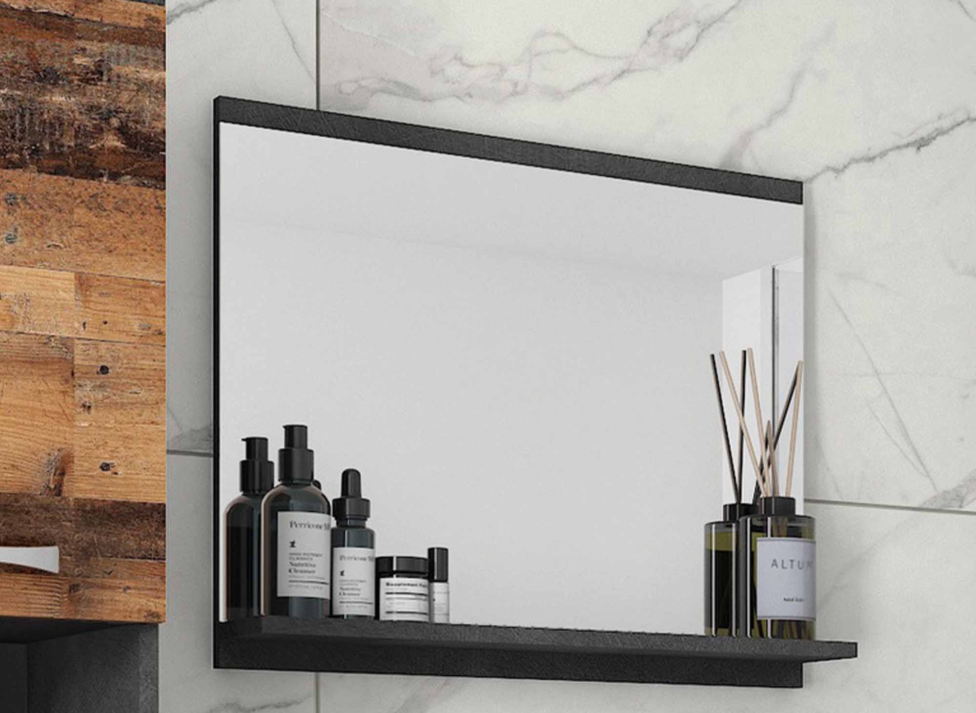 Ensemble meubles salle de bain design suspendu - Gris foncé et chêne vieilli HARMONY