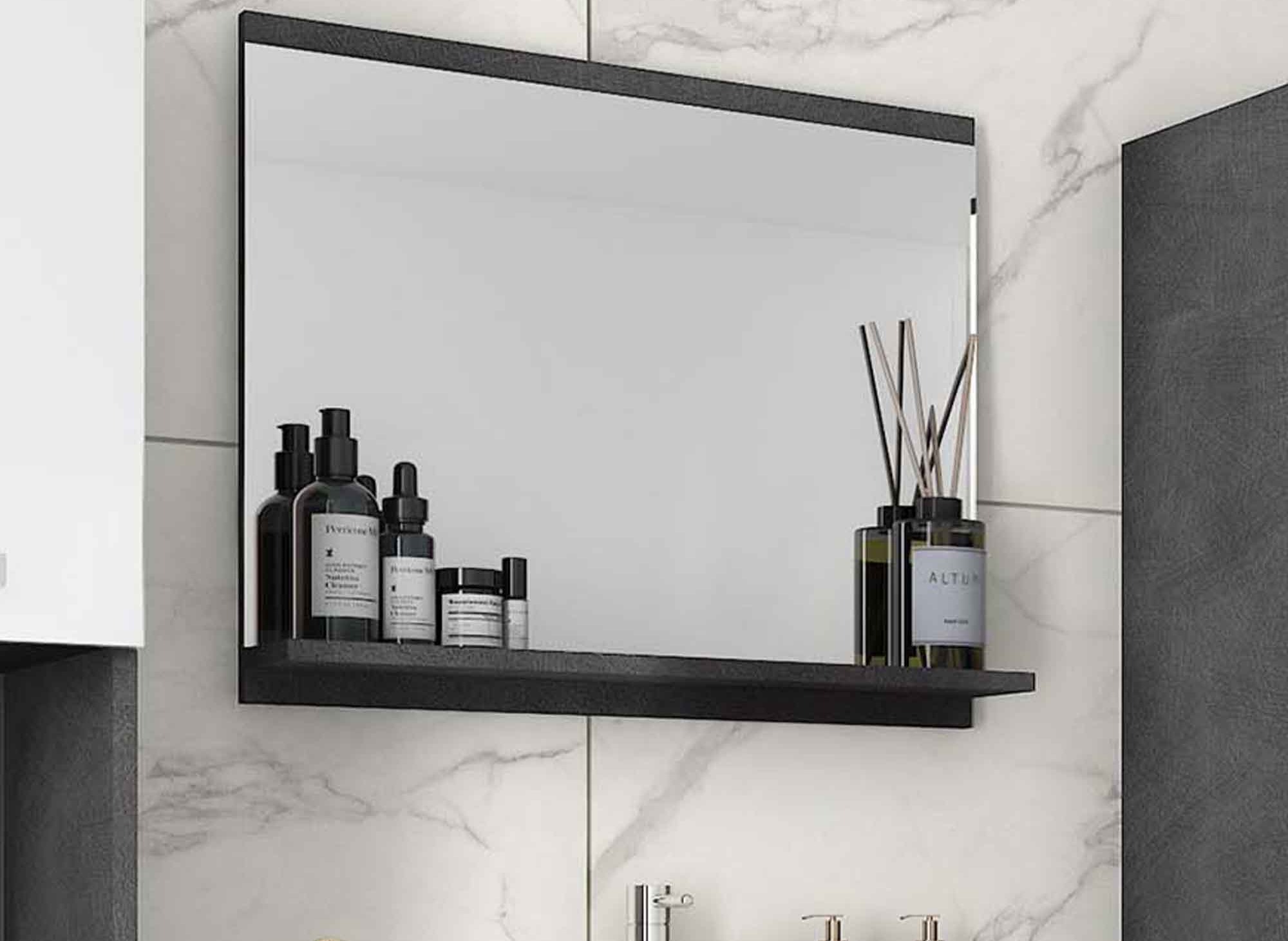 Ensemble meubles salle de bain suspendu XL - Gris foncé et blanc HARMONY
