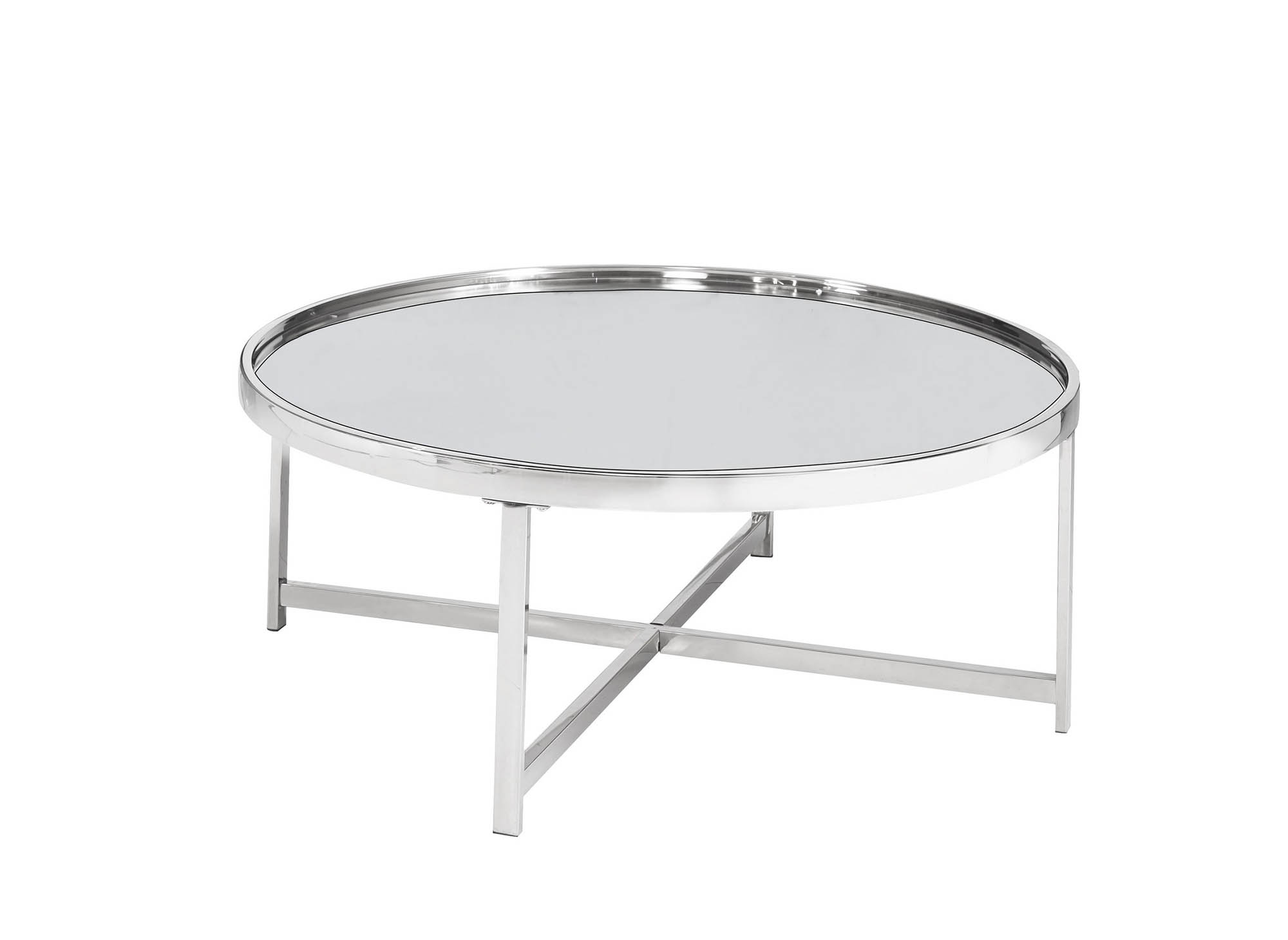 Table basse ronde en verre argenté BARIA