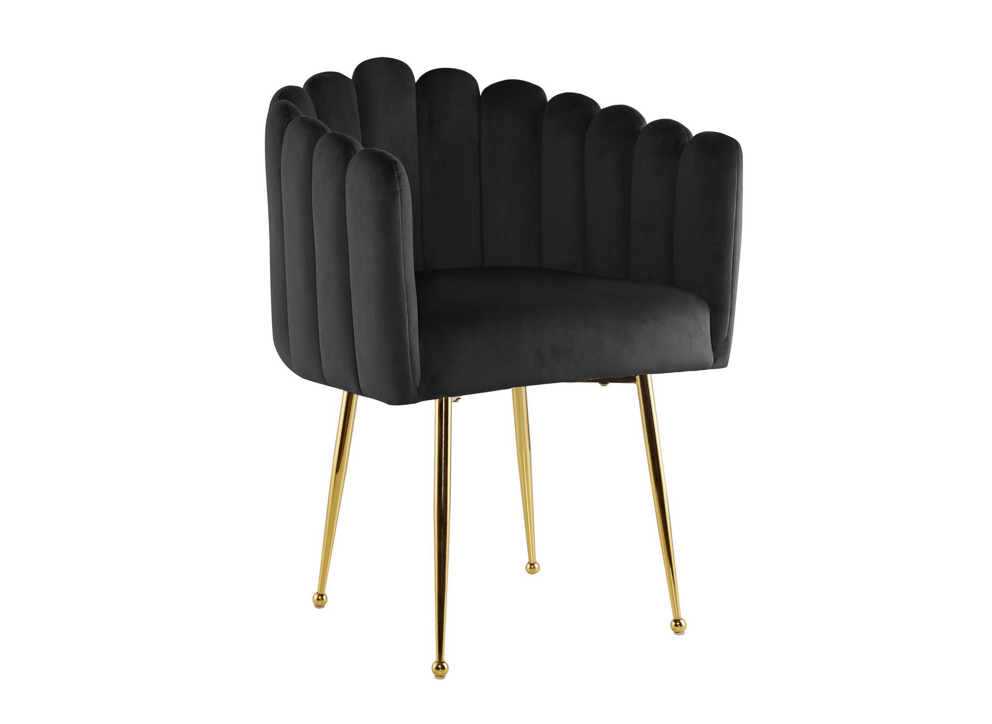 Chaise en velours noir pieds en métal doré HAYDEN