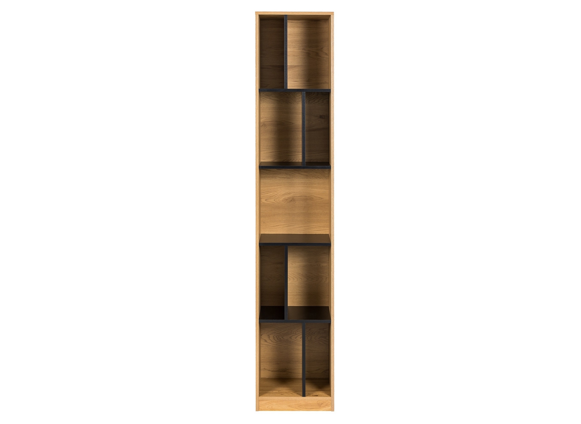 Bibliothèque colonne en bois noir et chêne 9 niches OFELIA