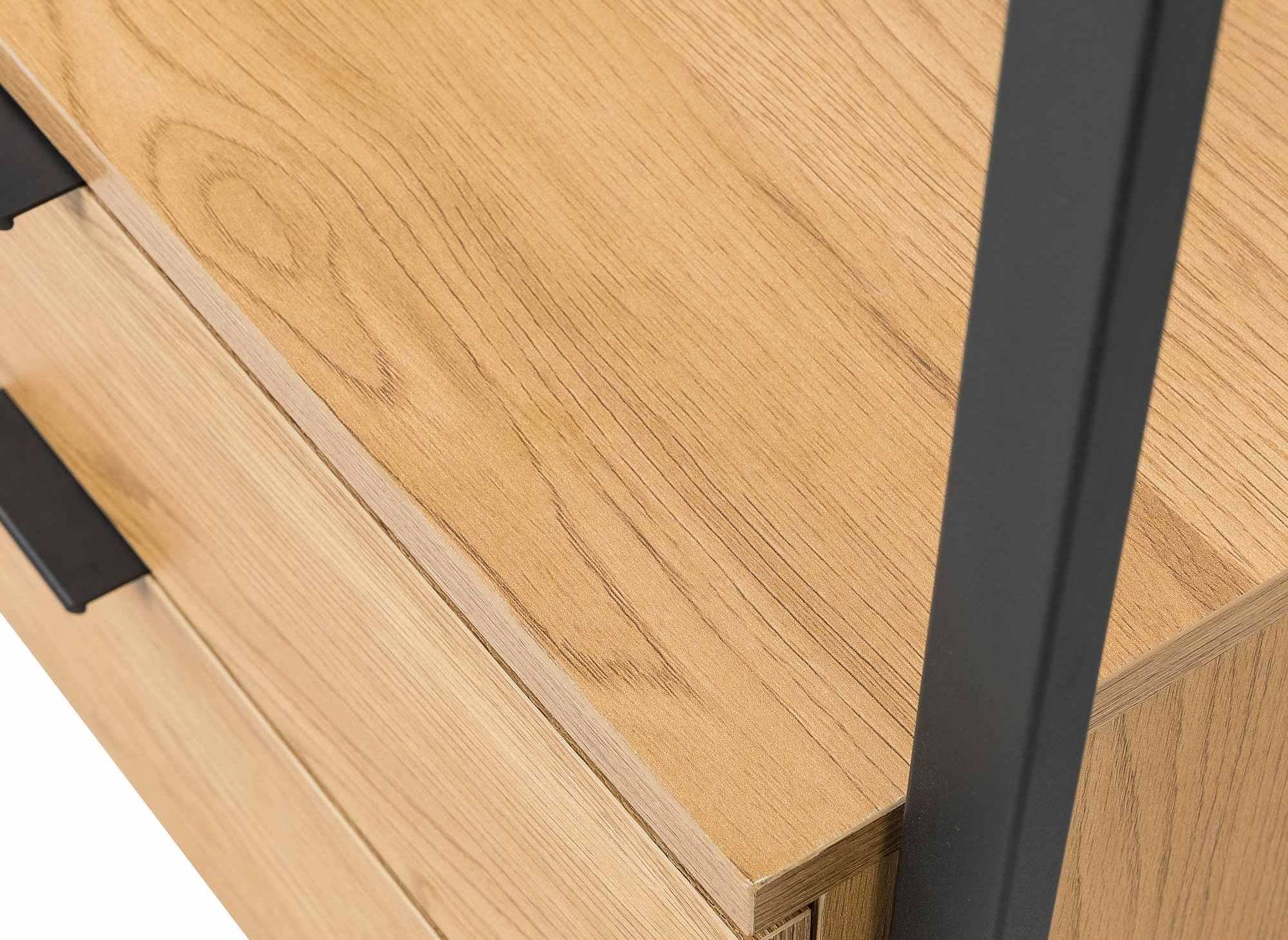 Meuble d’entrée avec armoire miroir et 2 tiroirs en bois et métal GLENN