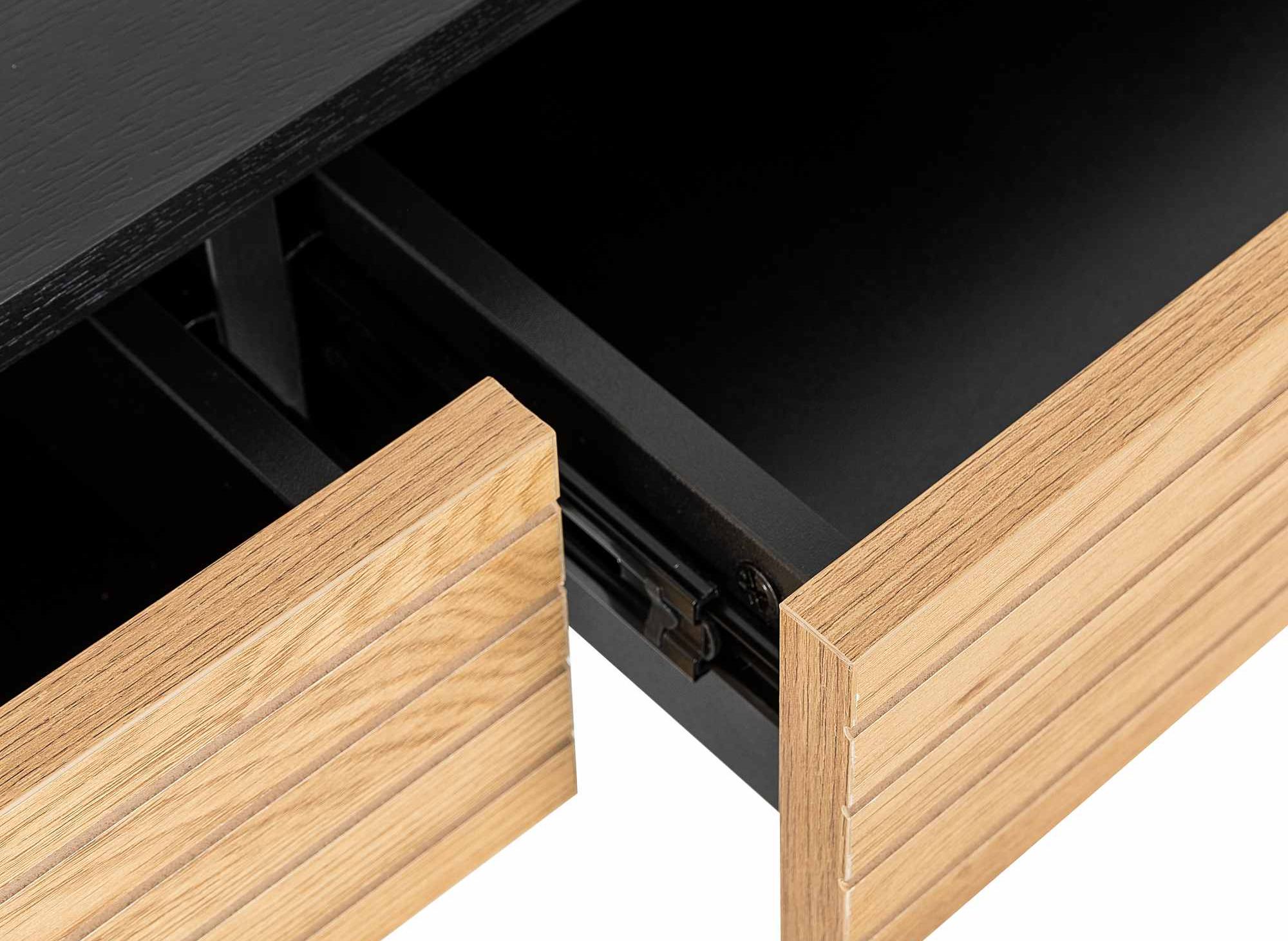 Bureau 2 tiroirs en bois clair et métal noir TISSIA