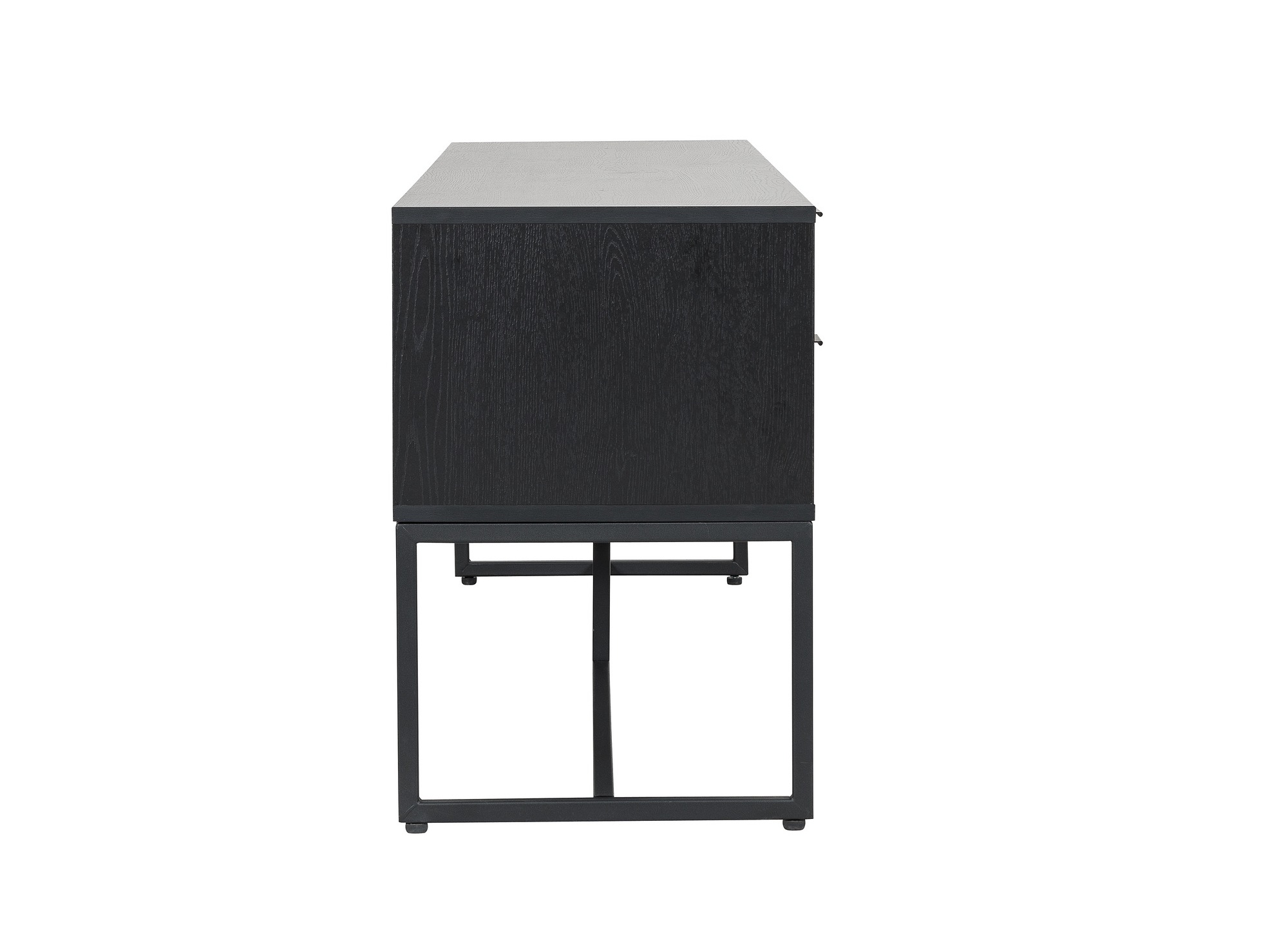 Meuble TV 2 tiroirs 1 porte en bois clair et métal noir TISSIA