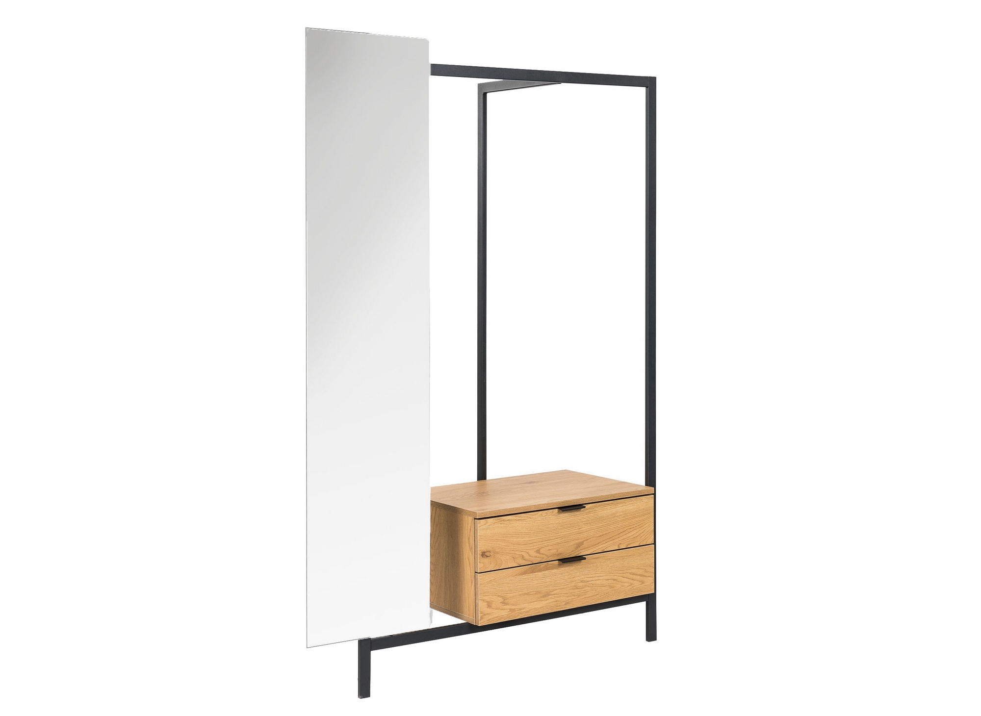 Meuble d’entrée avec armoire miroir et 2 tiroirs en bois et métal GLENN