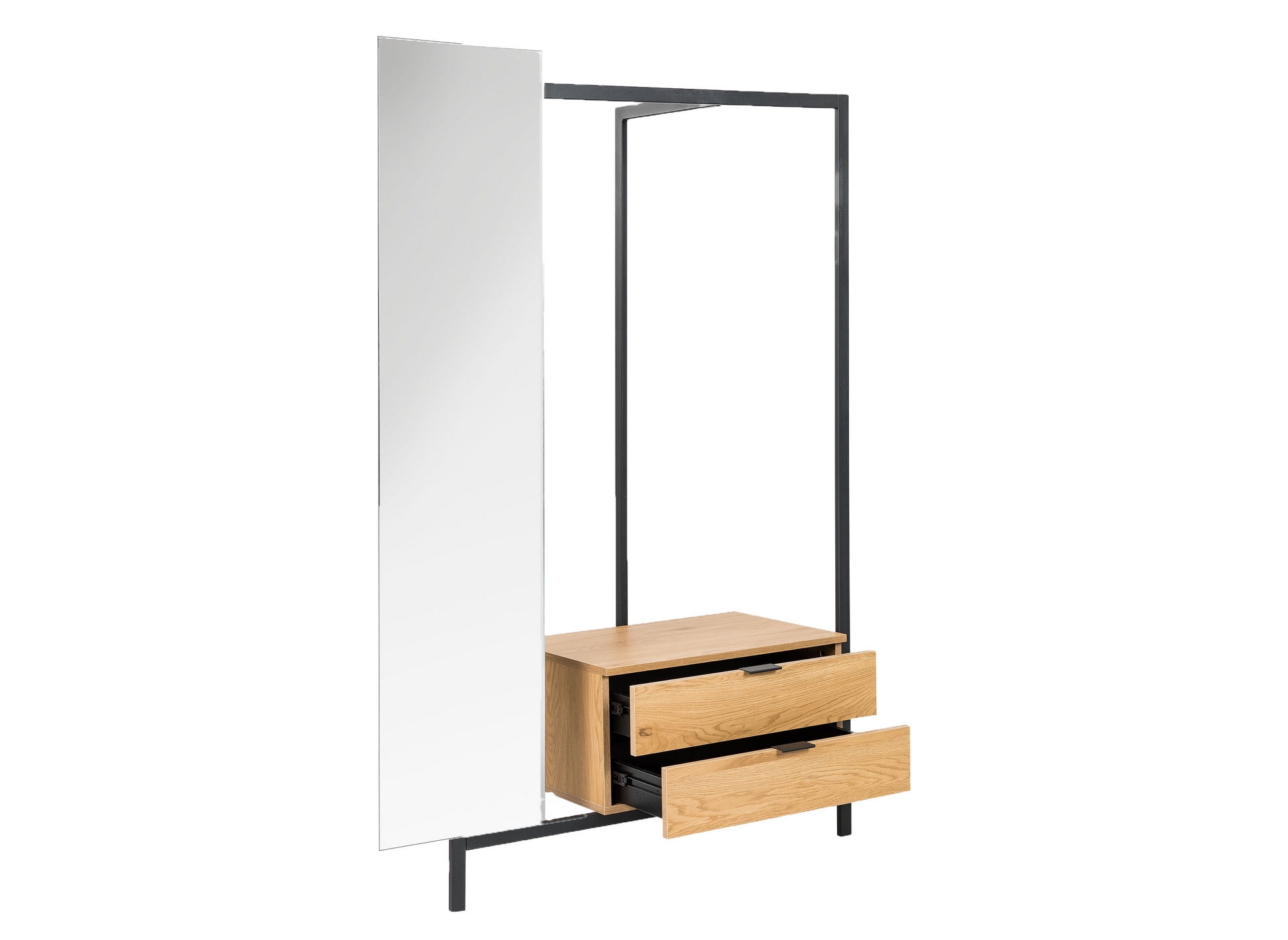 Meuble d’entrée avec armoire miroir et 2 tiroirs en bois et métal GLENN