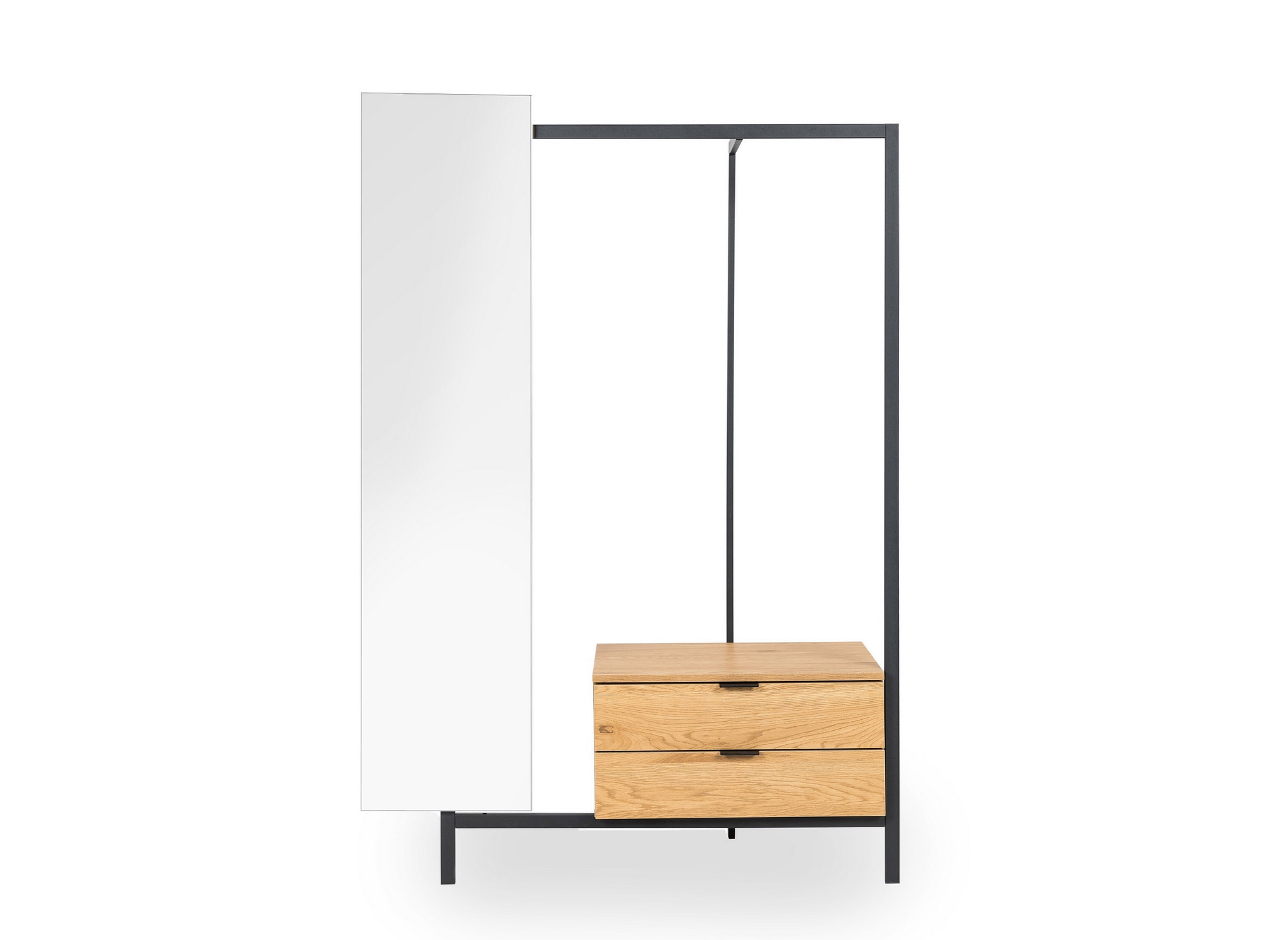Meuble d’entrée avec armoire miroir et 2 tiroirs en bois et métal GLENN