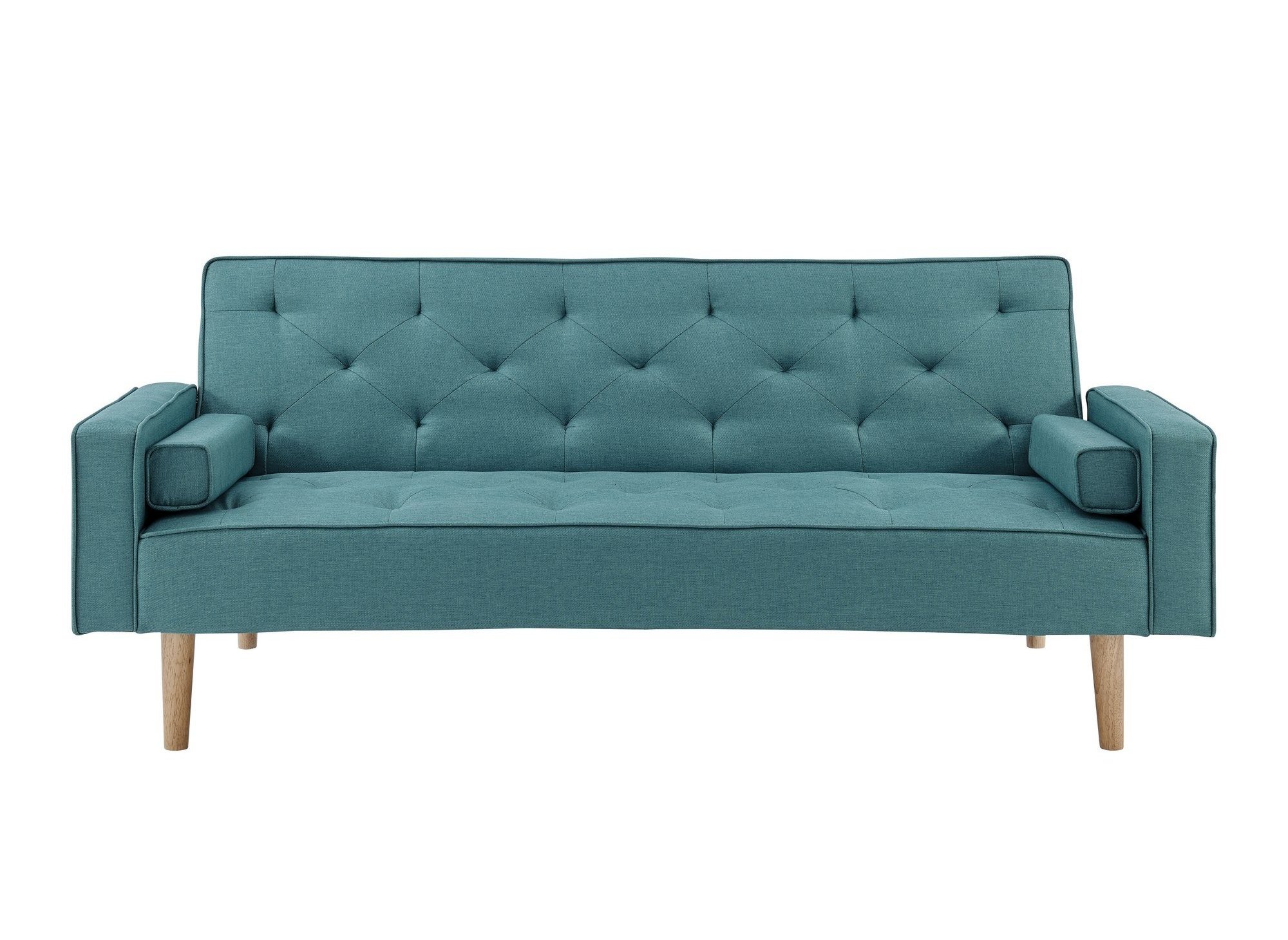 Canapé clic clac en tissu bleu avec pieds en bois JAKARTA