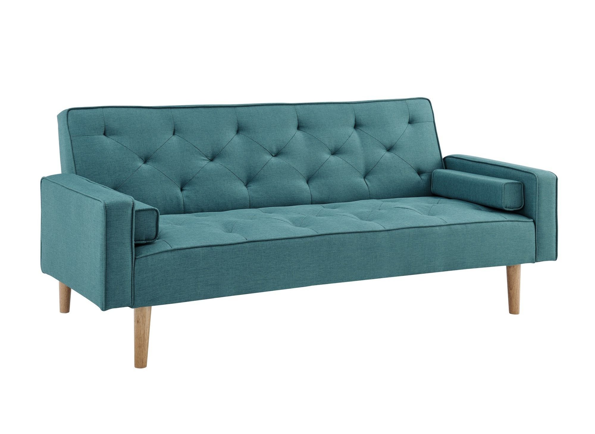 Canapé clic clac en tissu bleu avec pieds en bois JAKARTA