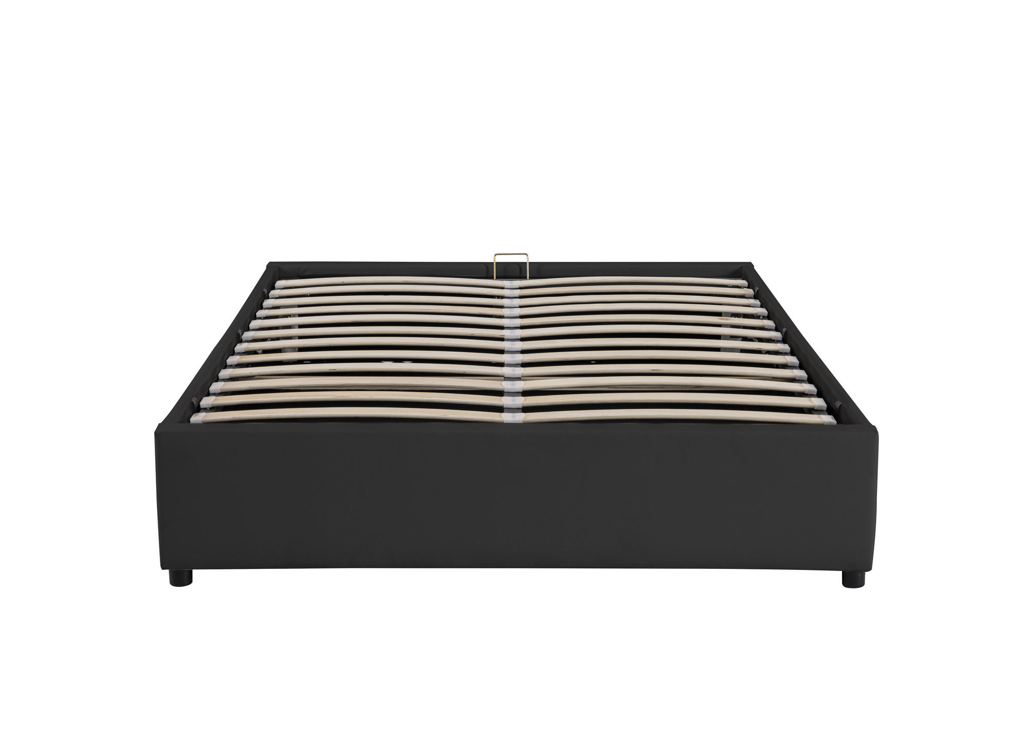 Lit sommier relevable avec coffre en simili cuir noir 160x200 cm LIZBAN