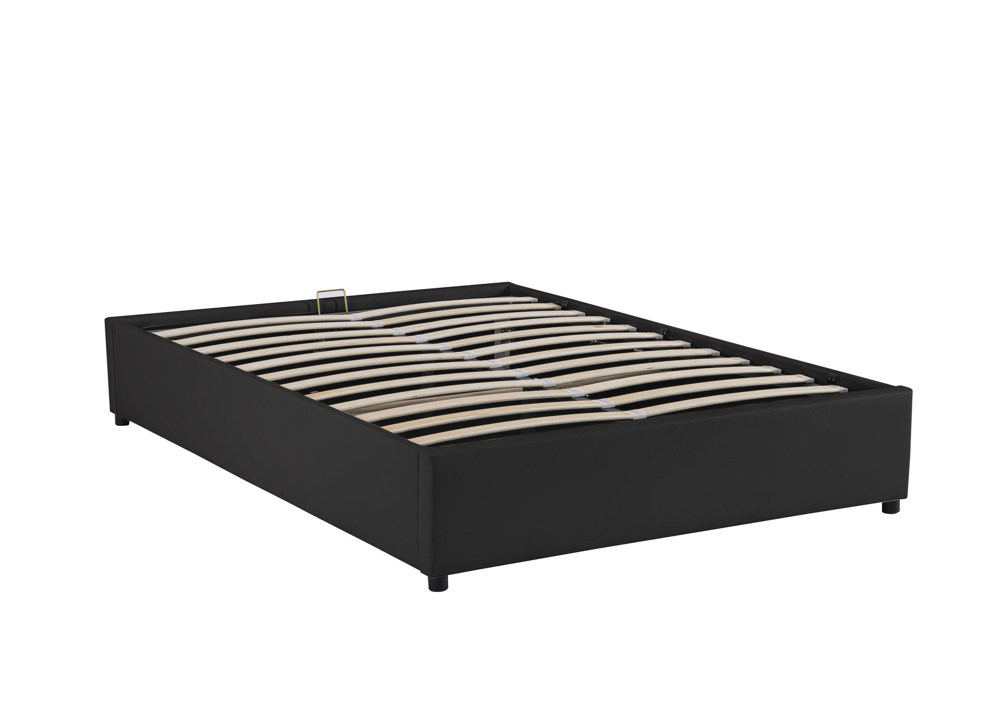 Lit sommier relevable avec coffre en simili cuir noir 160x200 cm LIZBAN