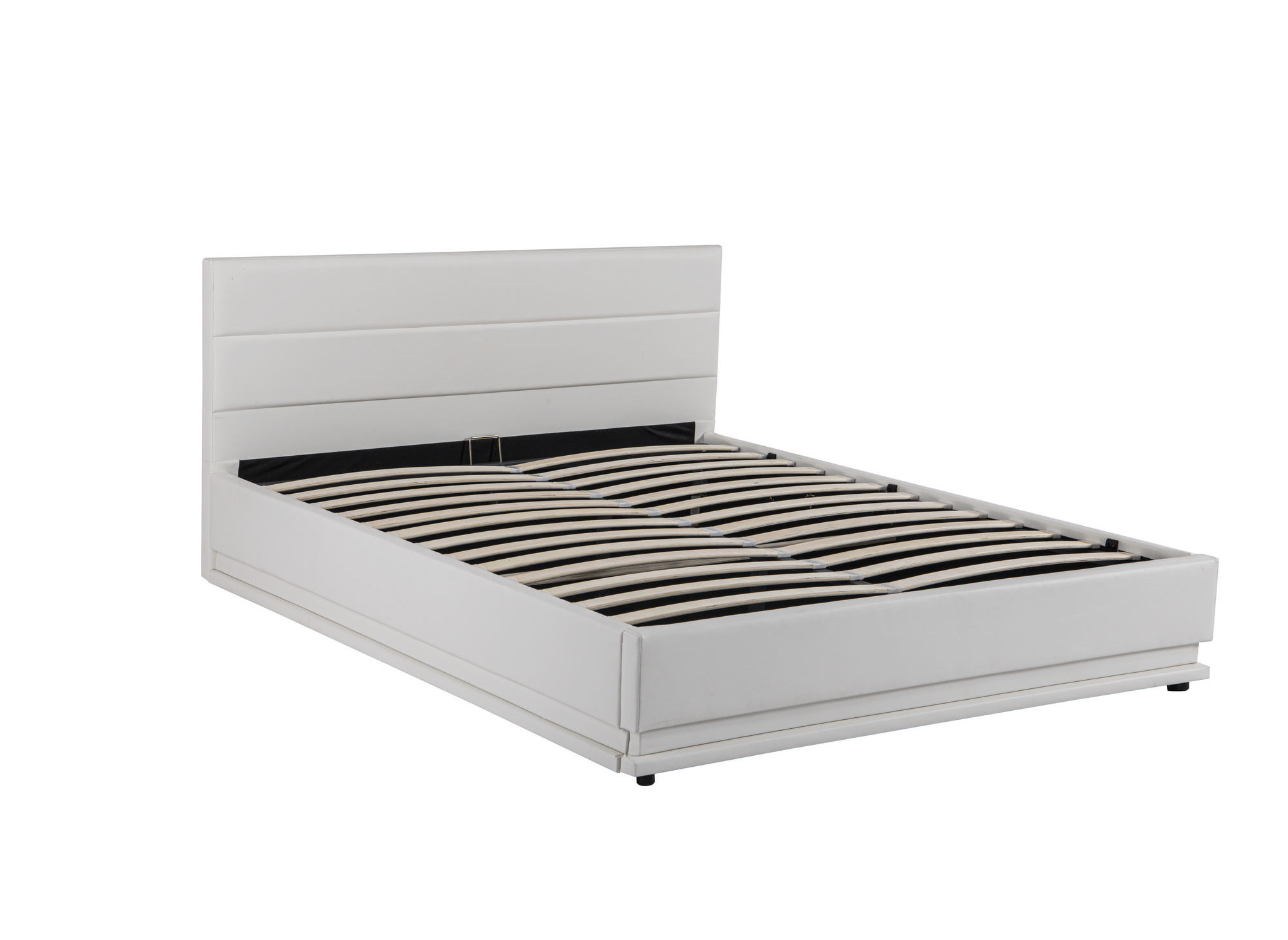 Lit coffre en simili cuir blanc avec LED 160x200 cm ELENCE