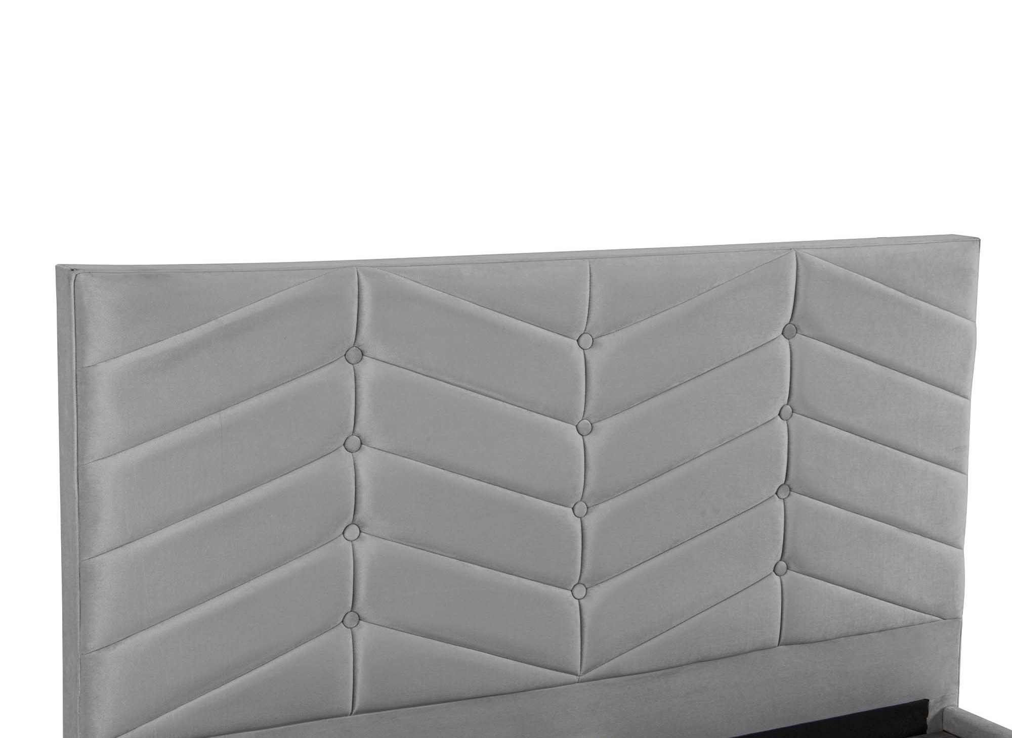 Lit avec sommier relevable et coffre en velours gris 140x190 cm PALMA