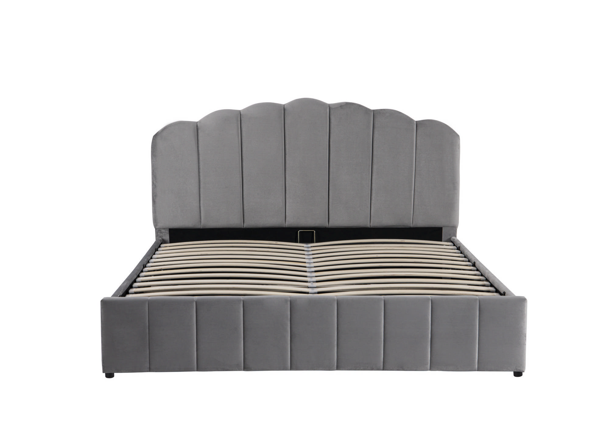 Lit coffre en velours gris 160x200 cm ELVIRA