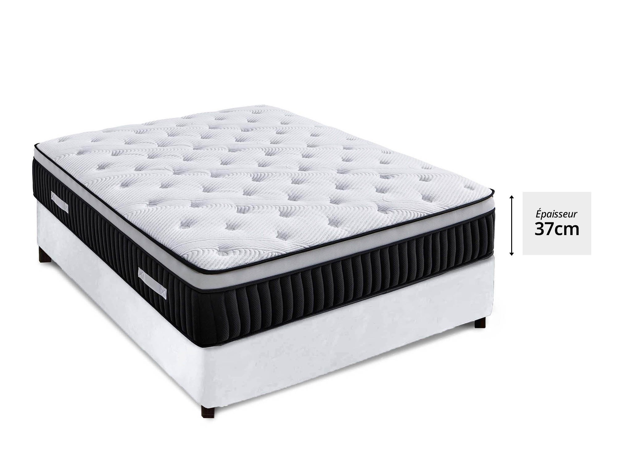 Matelas hybride mémoire de forme 140 x 190 cm épaisseur 37 cm - PILLOW