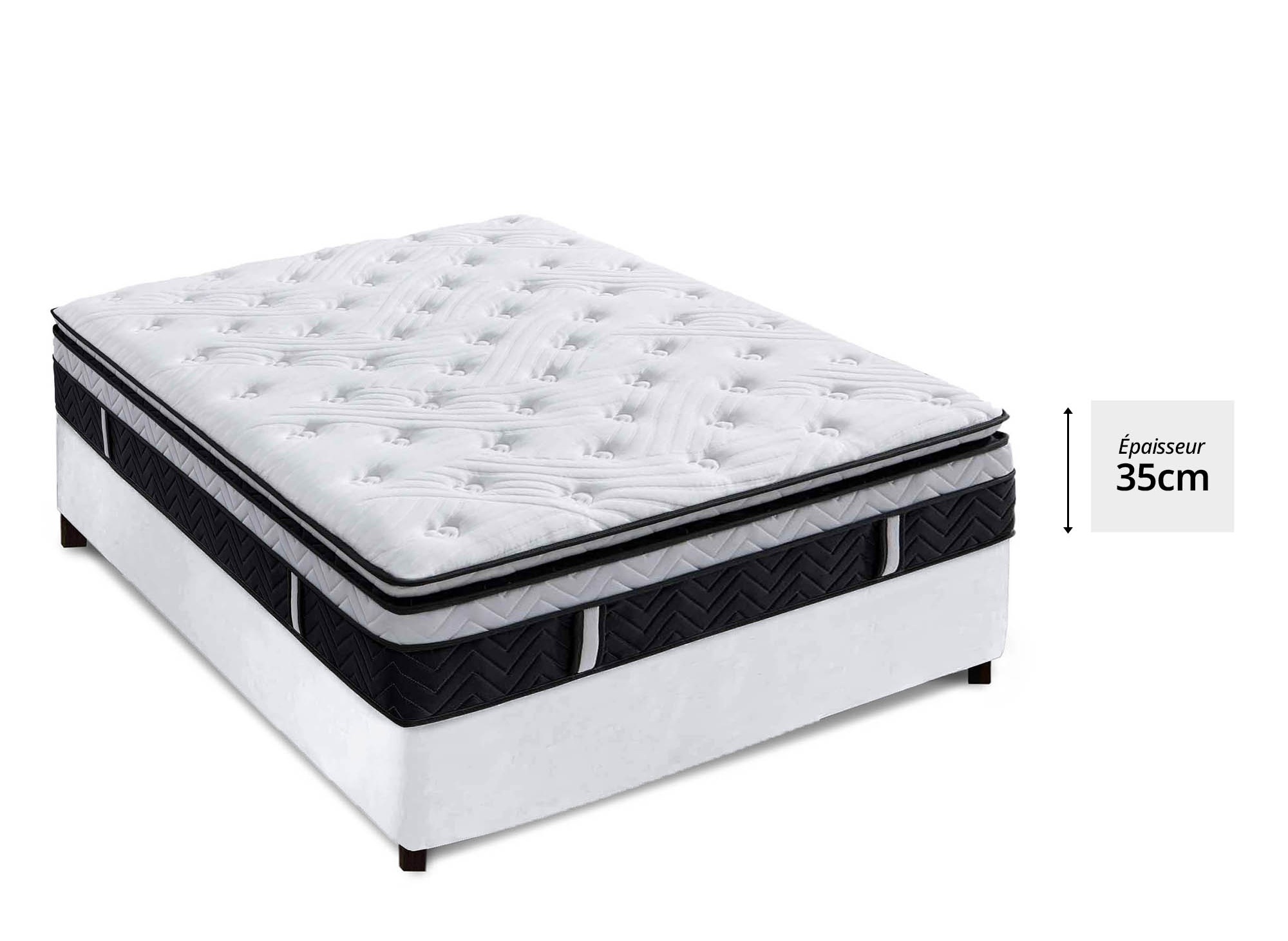 Matelas hybride mémoire de forme 140 x 190 cm épaisseur 35 cm - CLOUDY