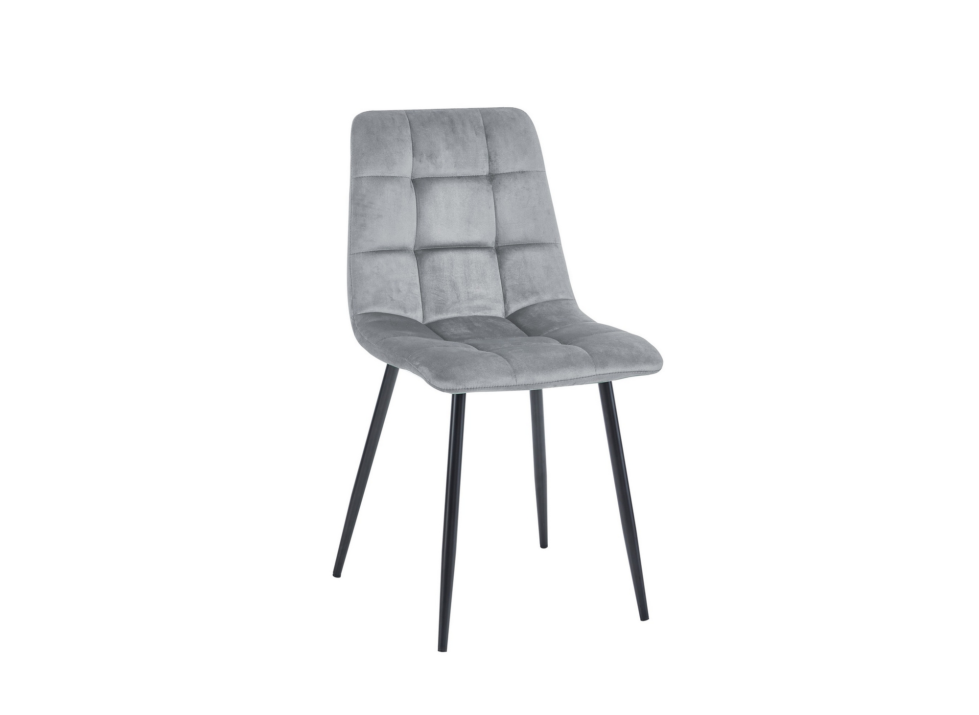 Lot de 4 chaises en velours gris capitonné JEREMI
