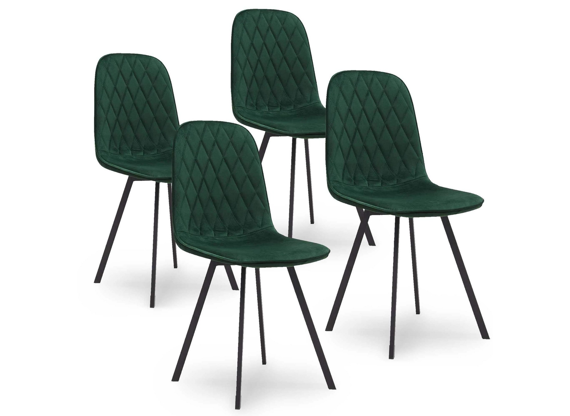 Lot de 4 chaises en tissu vert pâle, piètement métal effet bois - Vicky -  Homifab