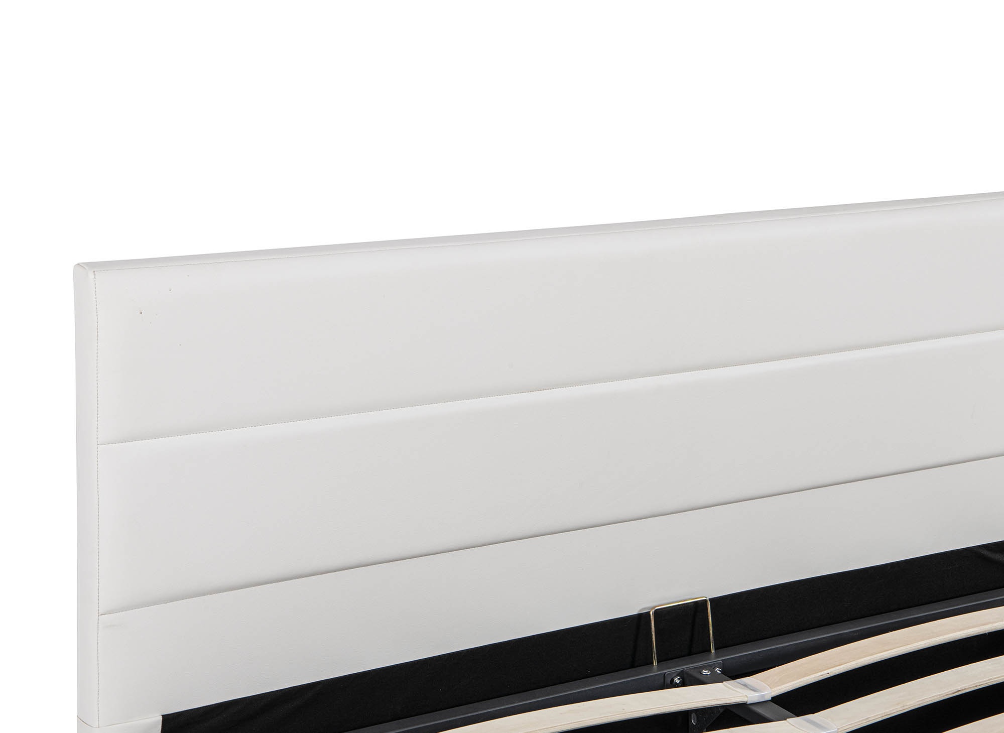 Lit coffre en simili cuir blanc avec LED 160x200 cm ELENCE