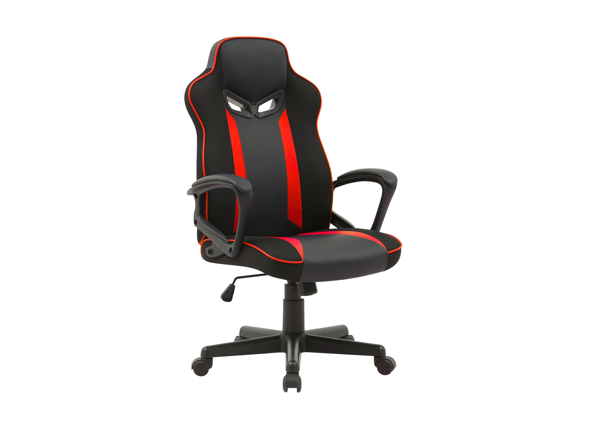 GAMER - Fauteuil Gaming Tissu Noir et Rouge