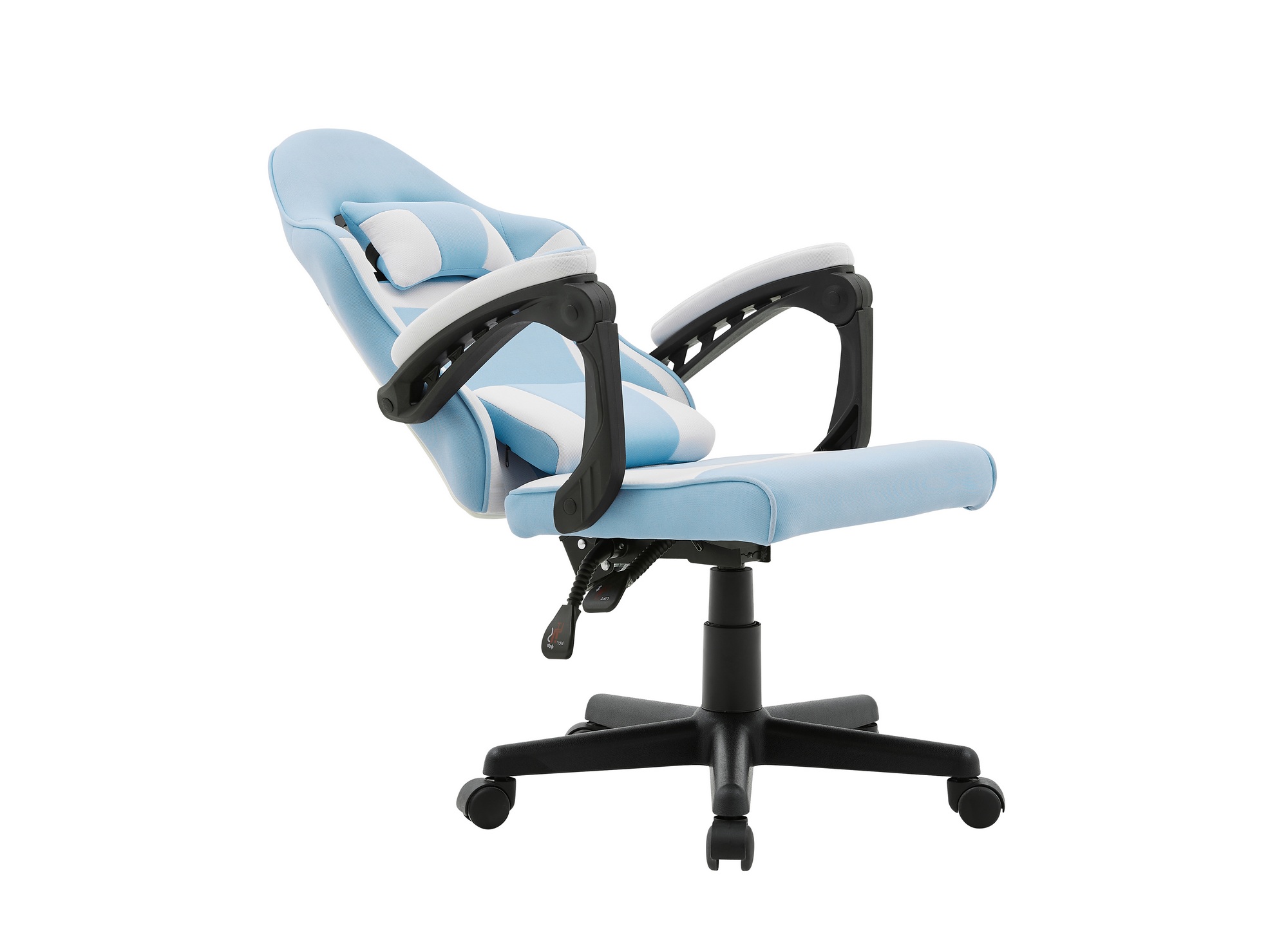 GAMER - Fauteuil Gaming Tissu Noir et Blanc