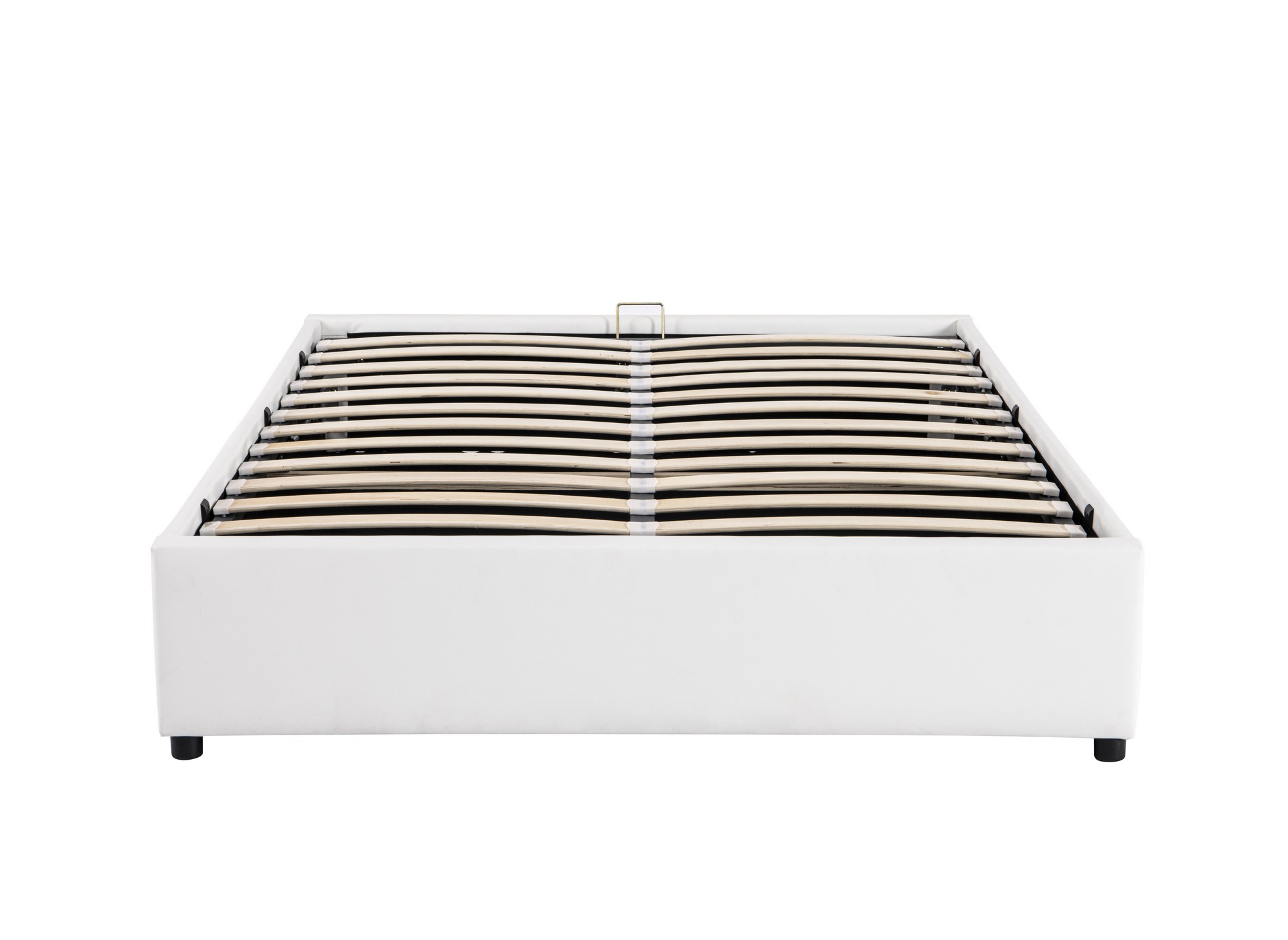 Lit sommier relevable avec coffre en simili cuir blanc 180x200 cm LIZBAN