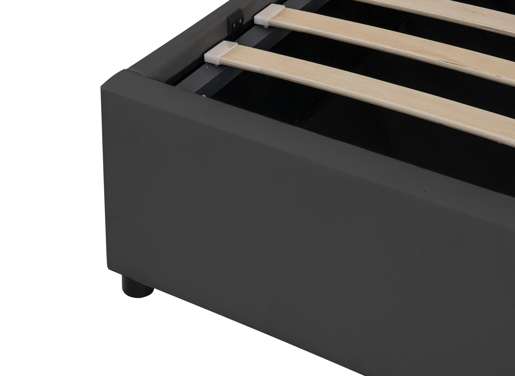 Lit sommier relevable avec coffre en simili cuir noir 140x190 cm LIZBAN