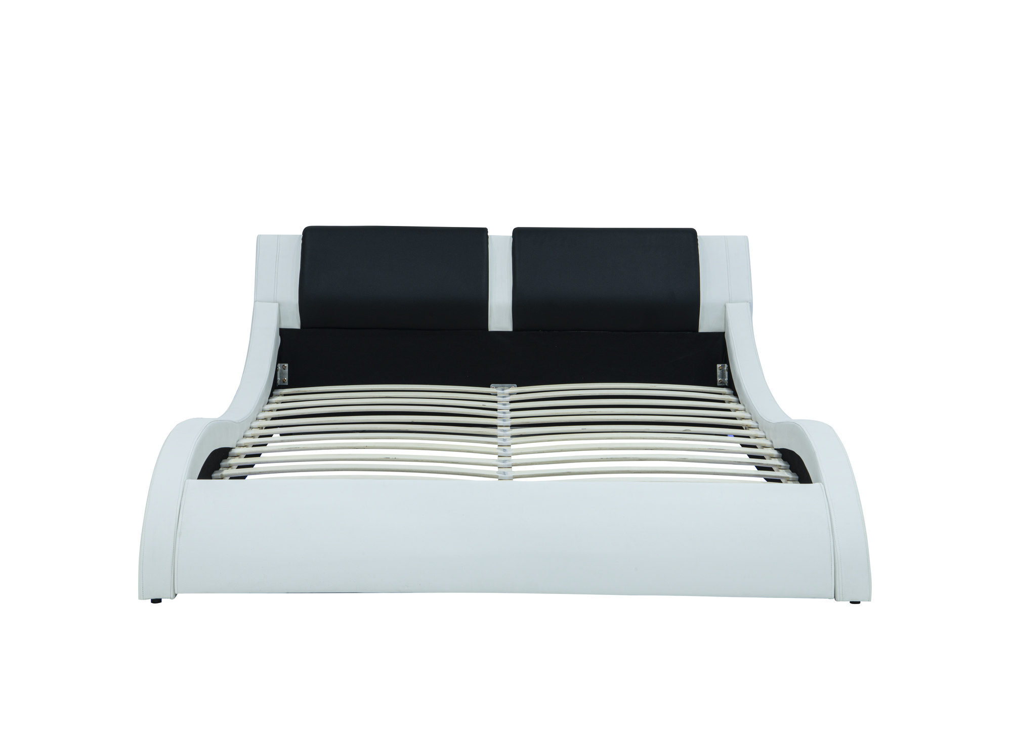 Lit en simili cuir noir et blanc avec LED 140x190 cm ZEDA