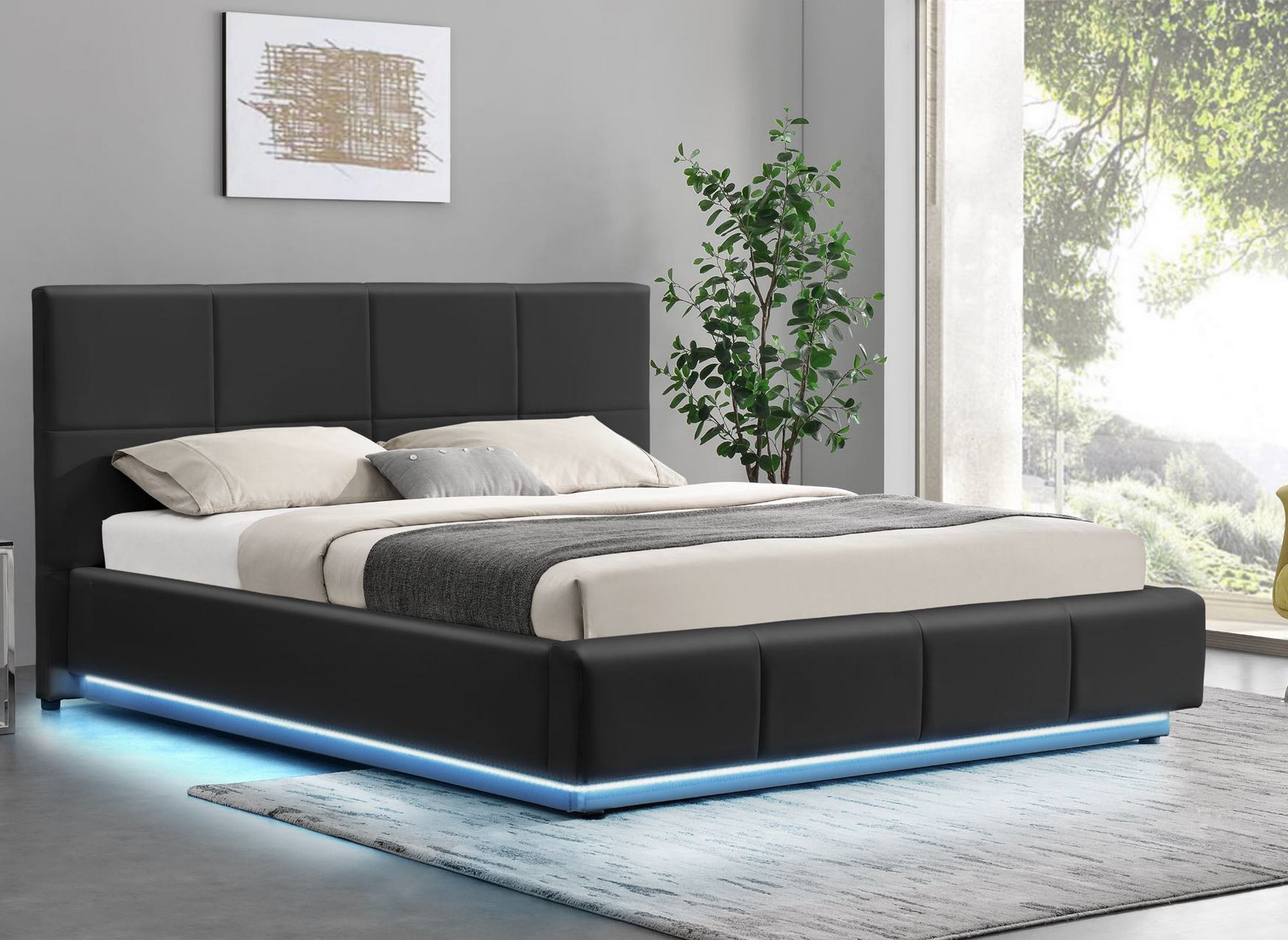 Lit coffre en simili cuir noir avec LED 140x190 cm DIVINE DIP Lit coffre en simili cuir noir avec LED 140x190 cm DIVINE DIP