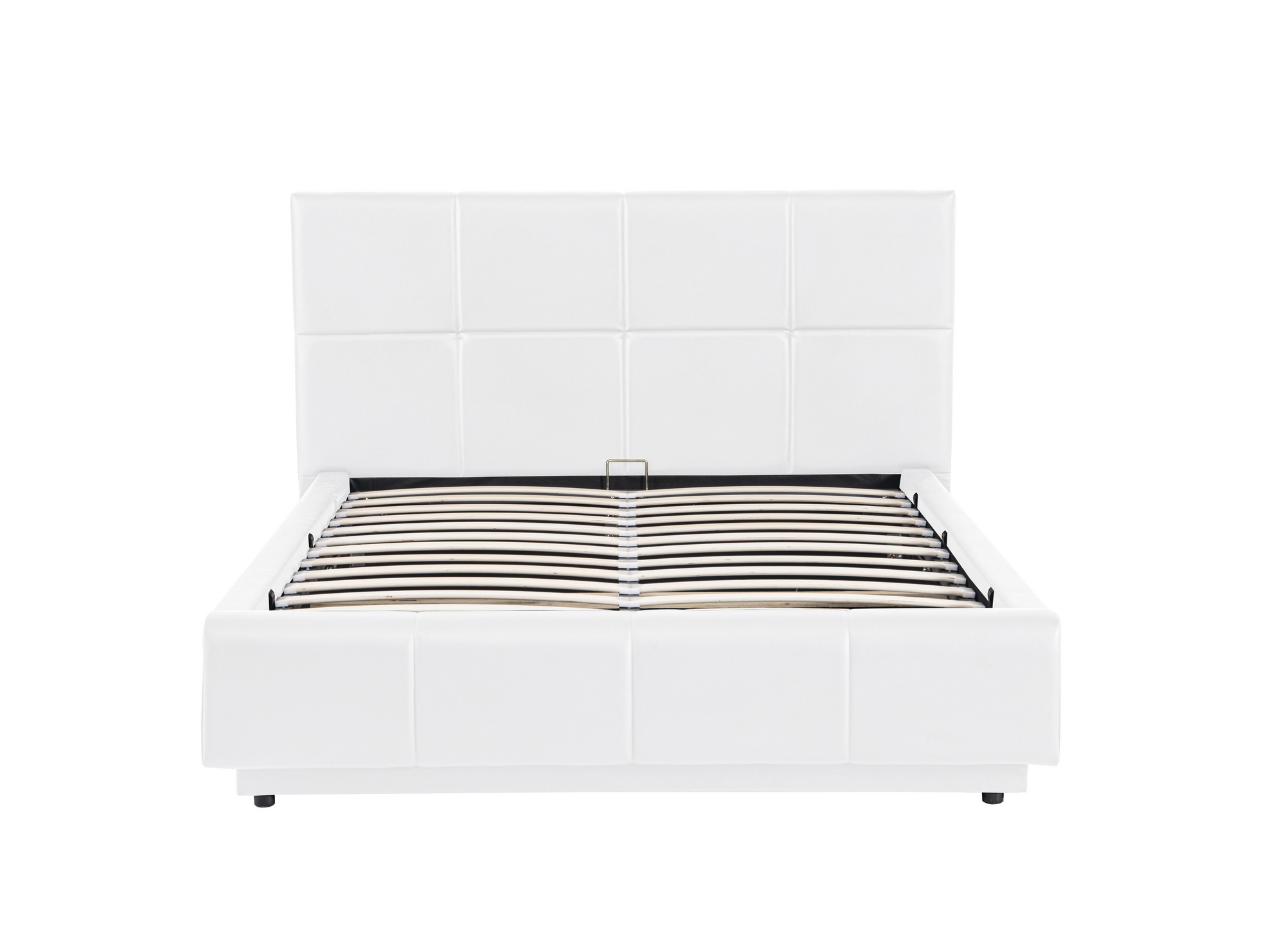 Lit coffre en simili cuir blanc avec LED 140x190 cm DIVINE