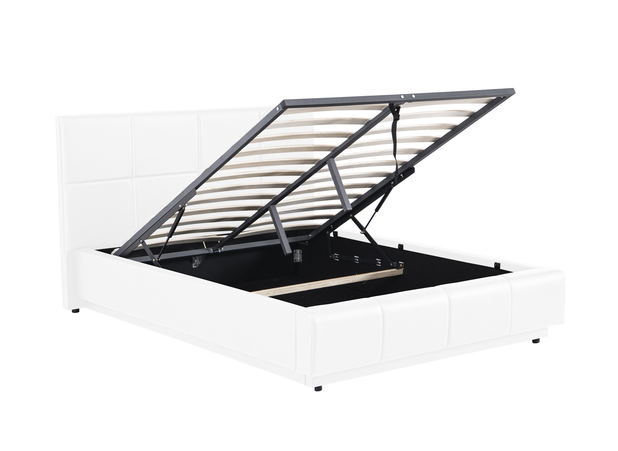 Lit coffre en simili cuir blanc avec LED 140x190 cm DIVINE