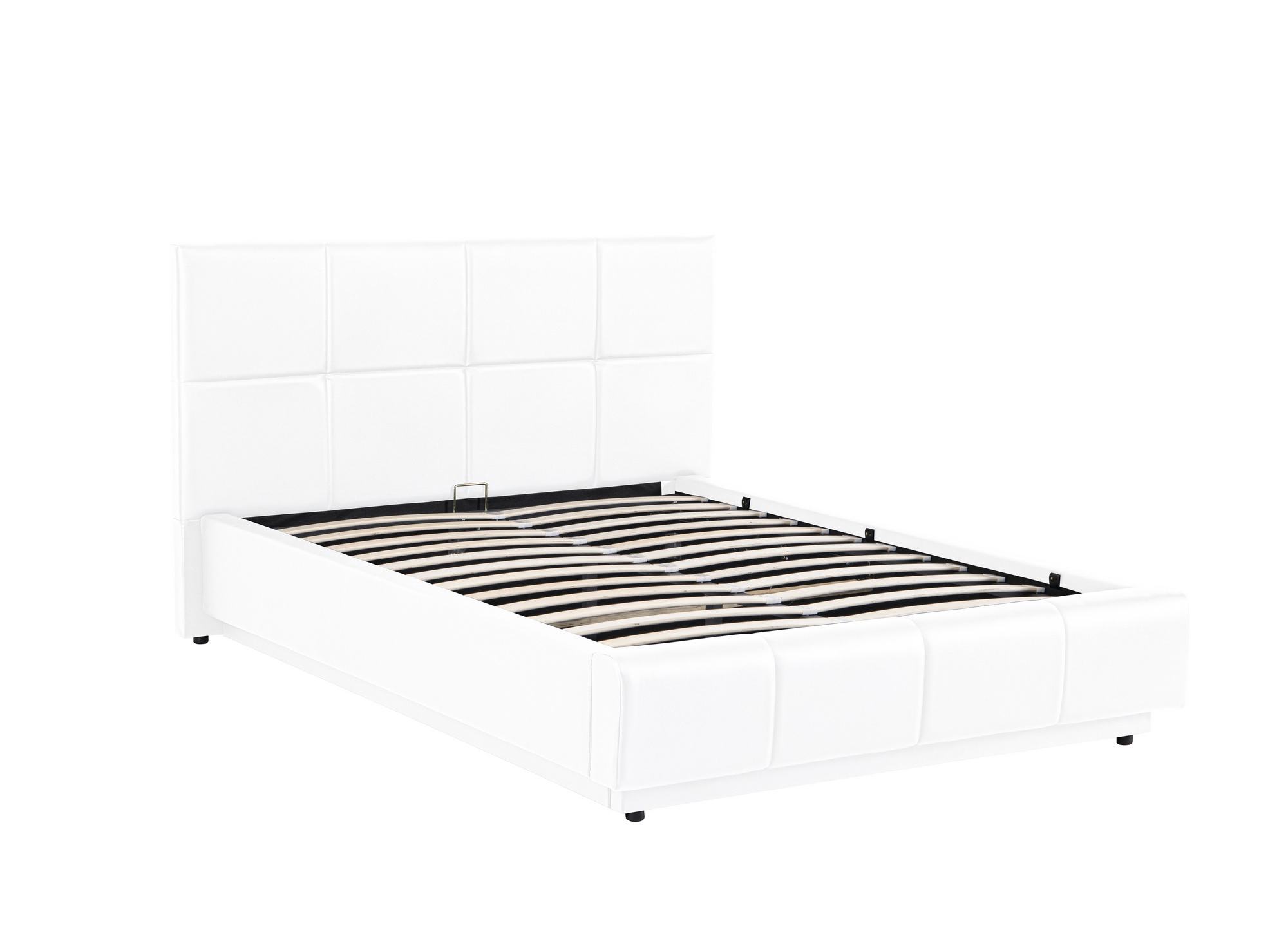 Lit coffre en simili cuir blanc avec LED 140x190 cm DIVINE