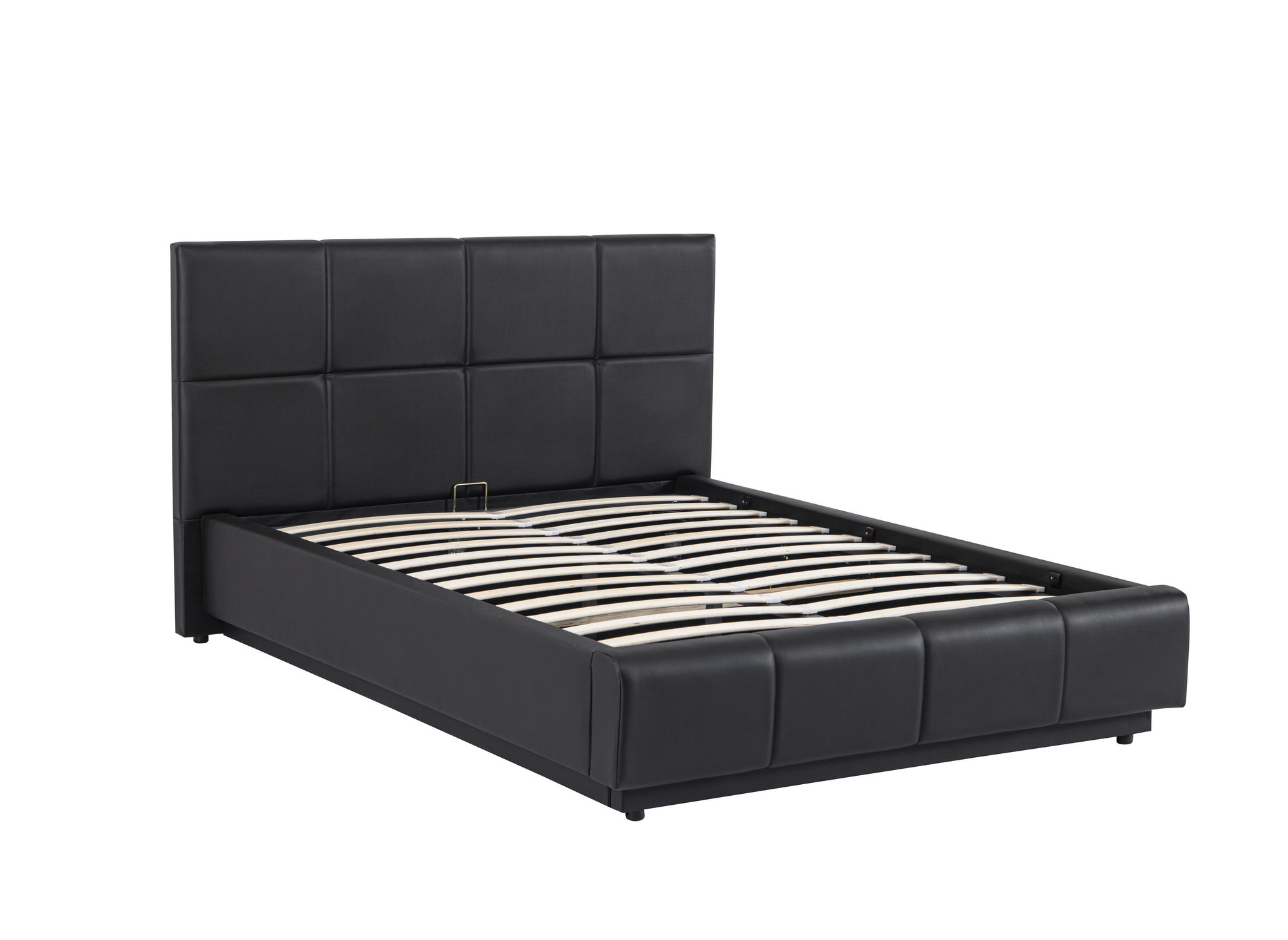 Lit coffre en simili cuir noir avec LED 160x200 cm DIVINE